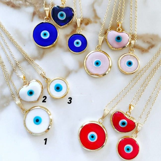 A stunning Murano Evil Eye Necklace featuring colorful handmade glass beads and a gold stainless steel chain, symbolizing protection and good luck.