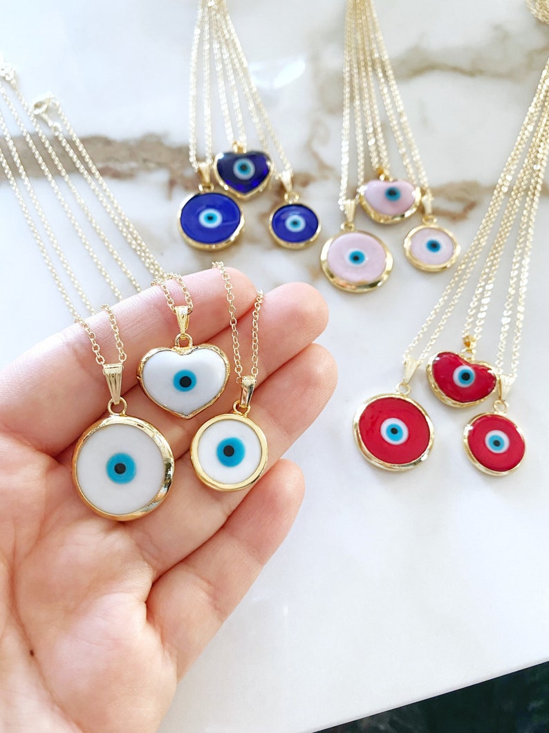 A stunning Murano Evil Eye Necklace featuring colorful handmade glass beads and a gold stainless steel chain, symbolizing protection and good luck.