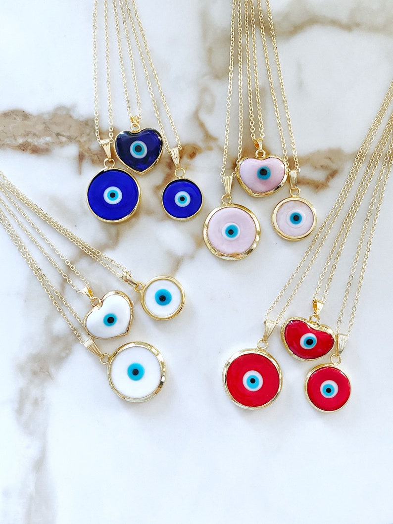 A stunning Murano Evil Eye Necklace featuring colorful handmade glass beads and a gold stainless steel chain, symbolizing protection and good luck.