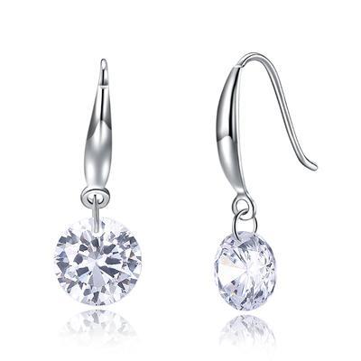 Elegant Naked Drill Drop Crystal Earrings in 18K white gold plating, featuring certified crystals and a comfortable fit, perfect for any occasion.