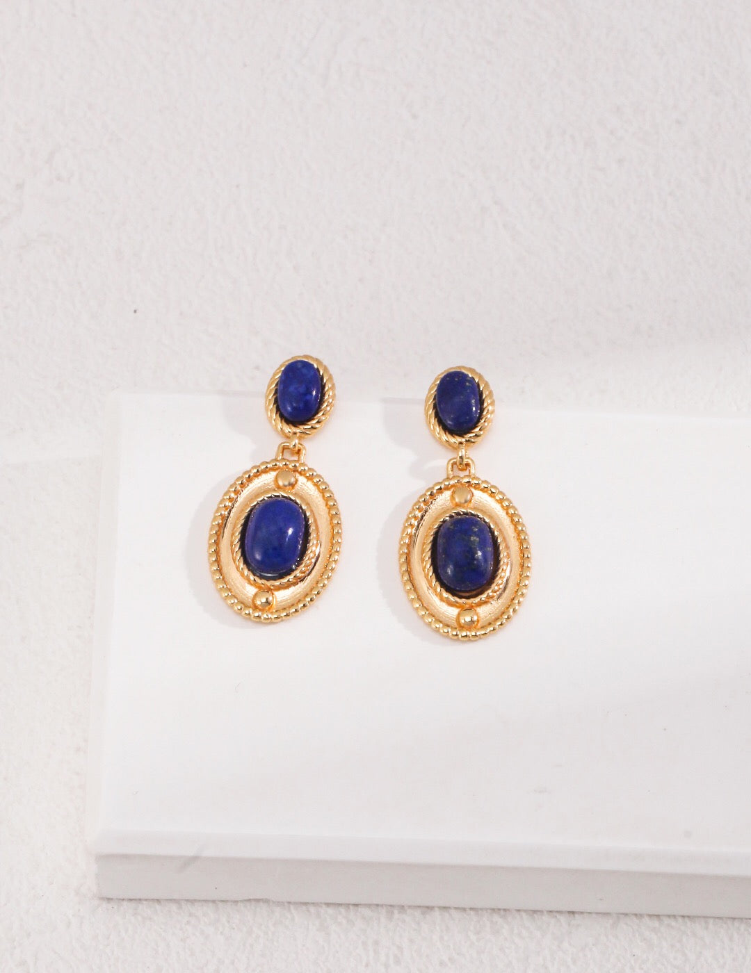 Handmade Natural Lapis Lazuli Dangle Earrings featuring gold vermeil and natural pearls, elegantly designed for a luxurious look.
