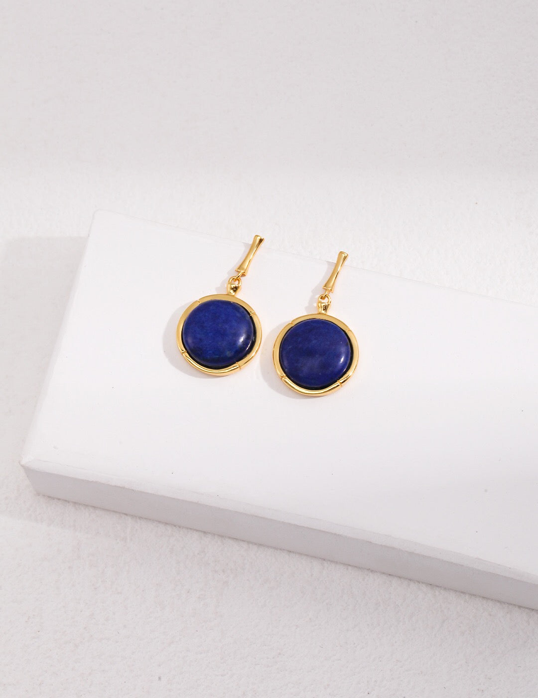 Natural Lapis Lazuli Stone Round Earrings featuring freshwater pearls and gold vermeil, elegantly handcrafted for a stunning look.