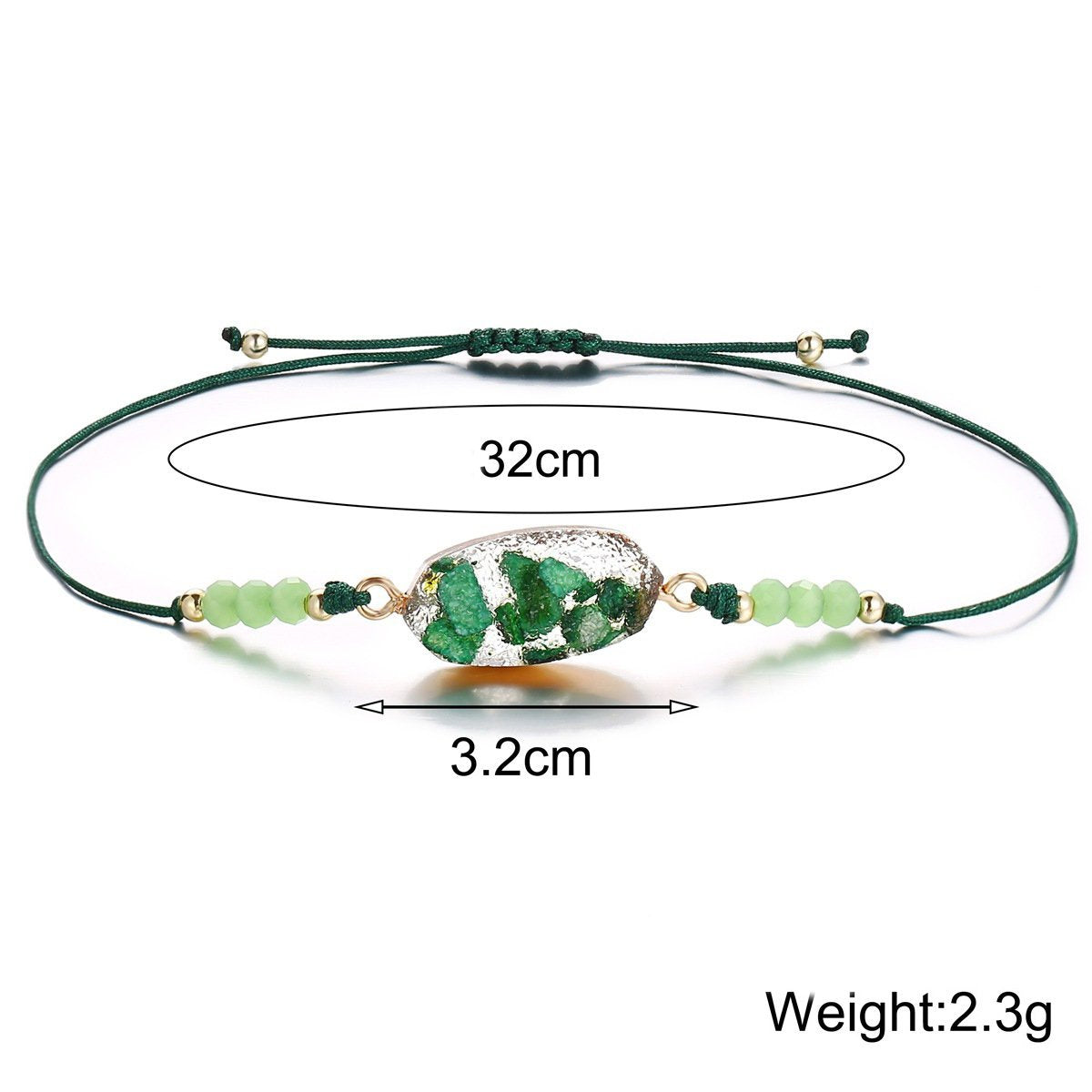 Natural Stone Green 18K Gold Plated Bracelet featuring elegant design and comfortable fit, made in Italy.