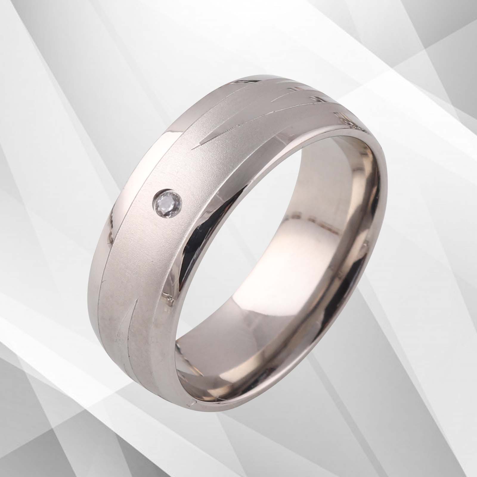 Elegant 18Ct white gold over titanium ring featuring a sparkling 0.35Ct CZ diamond, perfect for engagements and anniversaries.