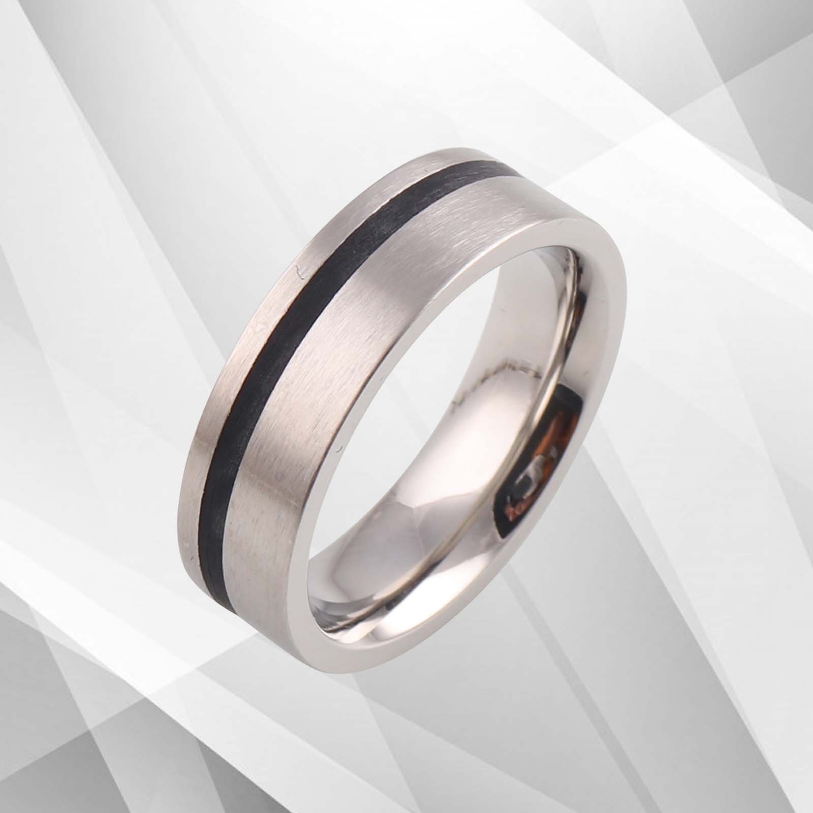 New Men's Flat Cobalt Wedding Anniversary Band Ring featuring a brushed cobalt exterior and sparkling 18Ct white gold finish, designed for comfort.