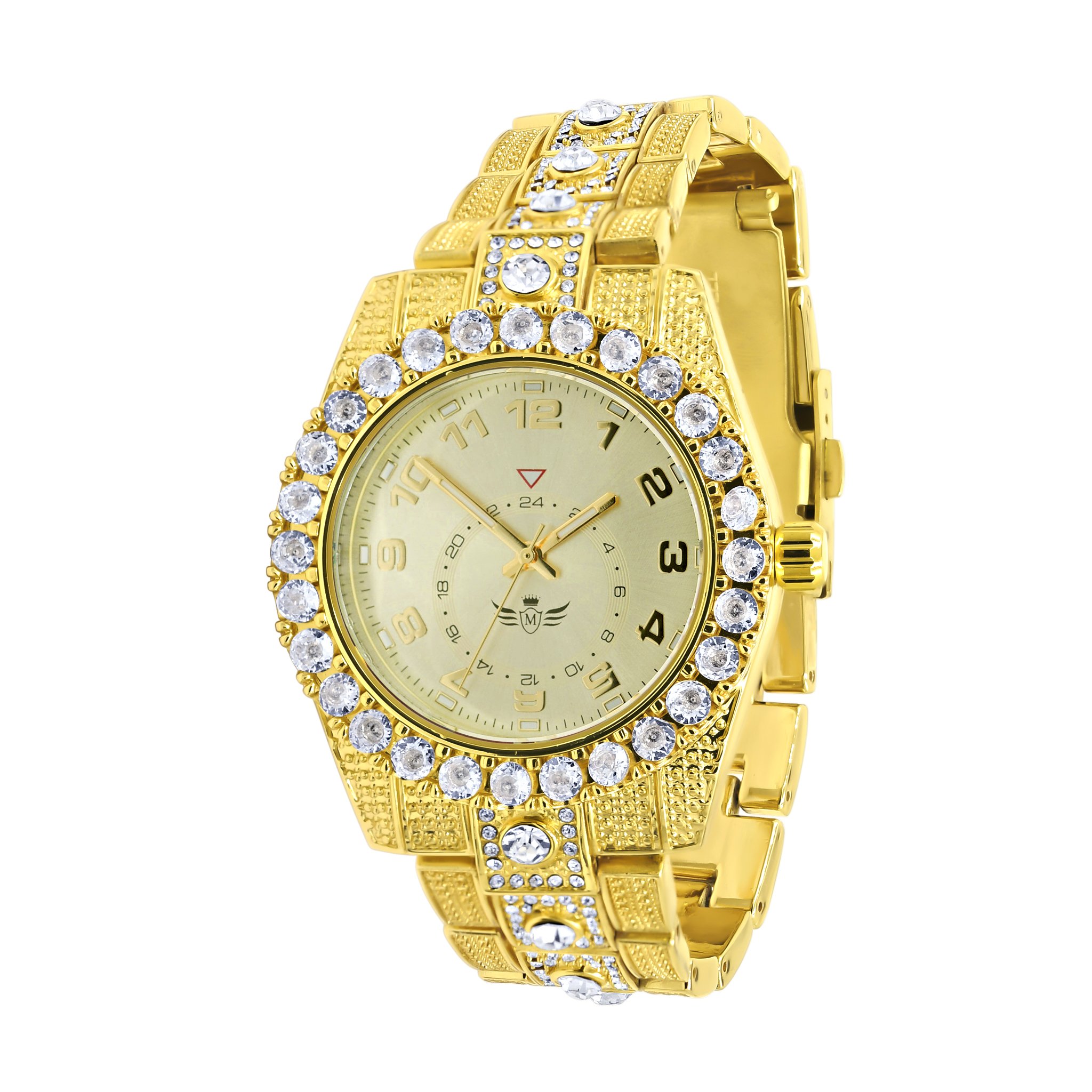 NIGHT SPARKLER Hip Hop Metal Watch featuring a stylish metal bracelet, CZ stone bezel, and bold indices.
