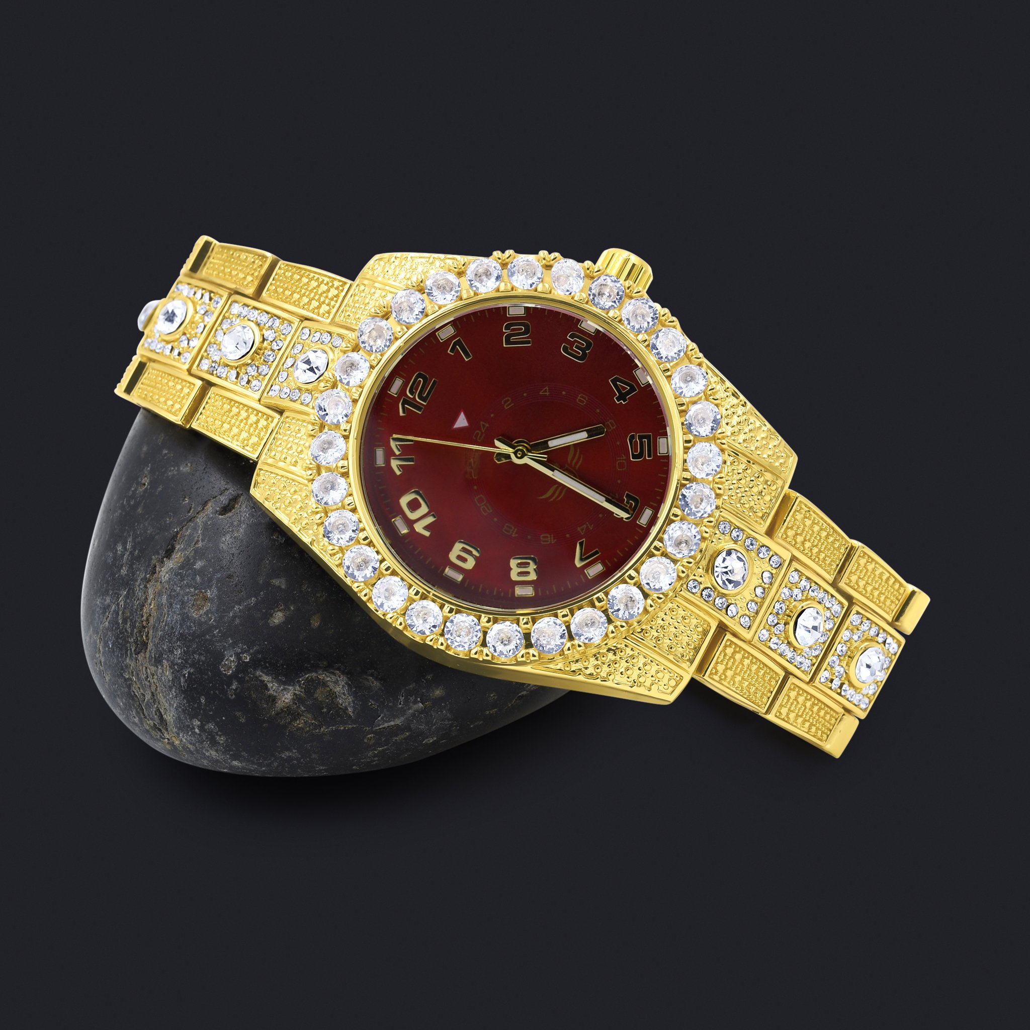 NIGHT SPARKLER Hip Hop Metal Watch featuring a brushed finish dial, CZ stone accents, and a stylish metal bracelet.