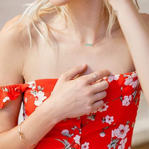 Opal Created Bar Necklace in 18K gold plating, featuring a genuine opal gemstone and a 2-inch extender for adjustable length.