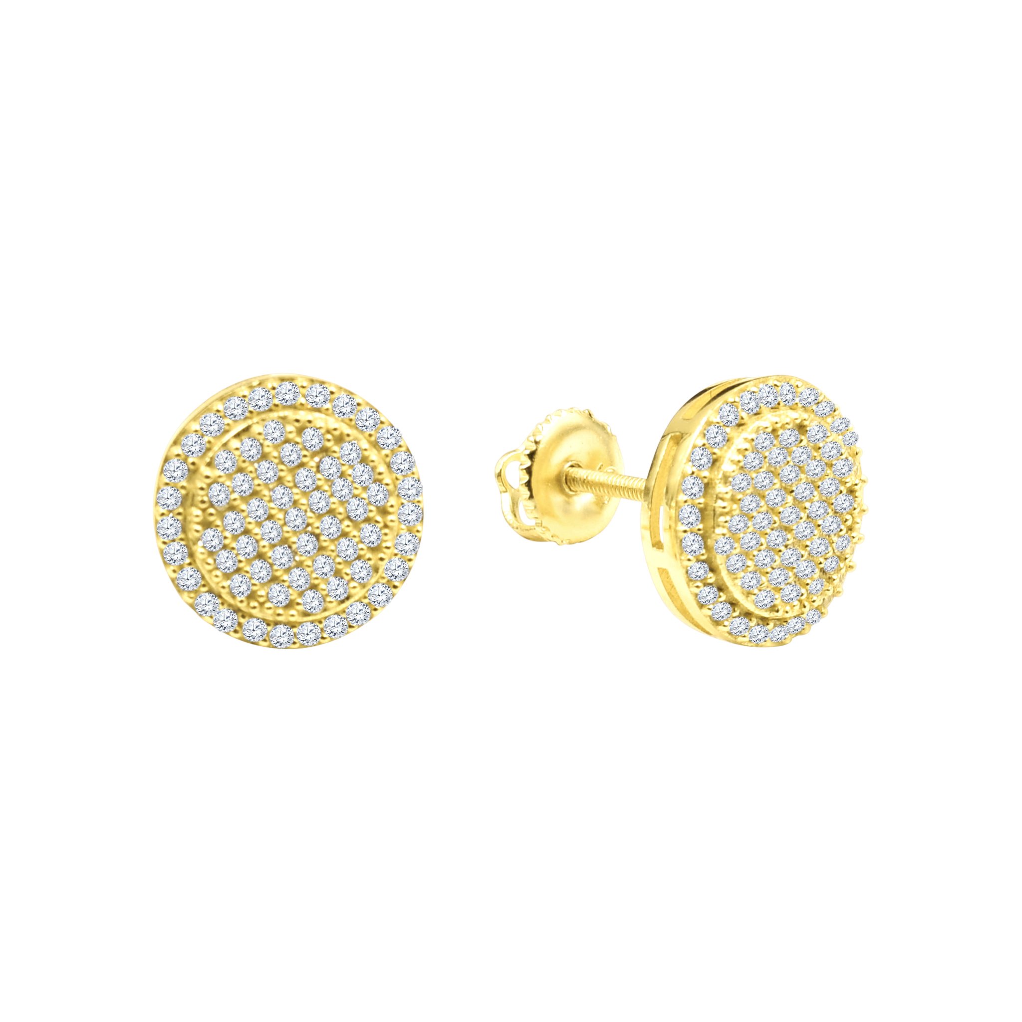 Elegant Orbicular Screw Back earrings featuring high-quality cubic zircon stones set in brass copper metal, perfect for any occasion.