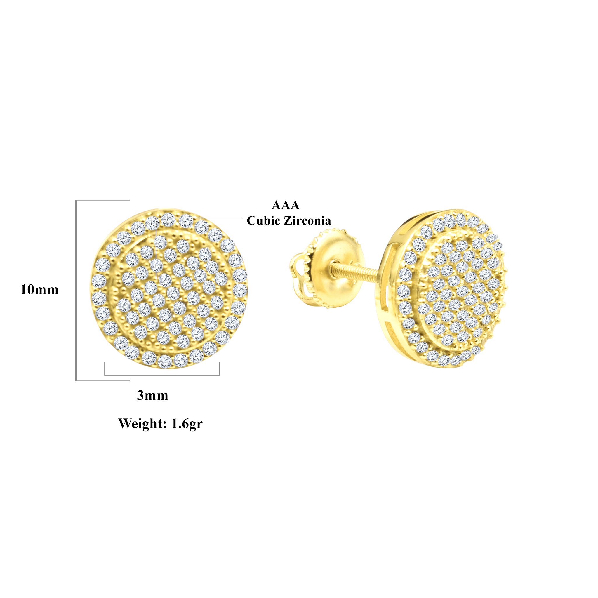 Elegant Orbicular Screw Back earrings featuring high-quality cubic zircon stones set in brass copper metal, perfect for any occasion.
