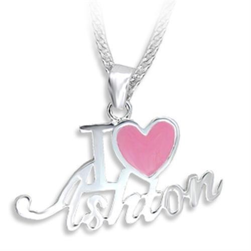 OT201 High-Polished Brass Chain Pendant featuring a light rose epoxy stone, showcasing its elegant design and shiny finish.