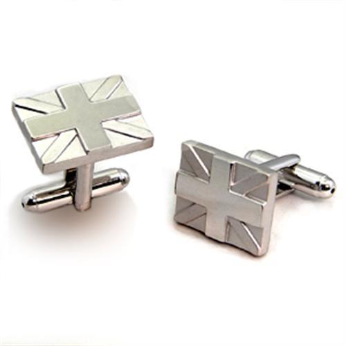 OT572 Matte Rhodium & Rhodium Brass Cufflink showcasing a sleek design with a matte finish.