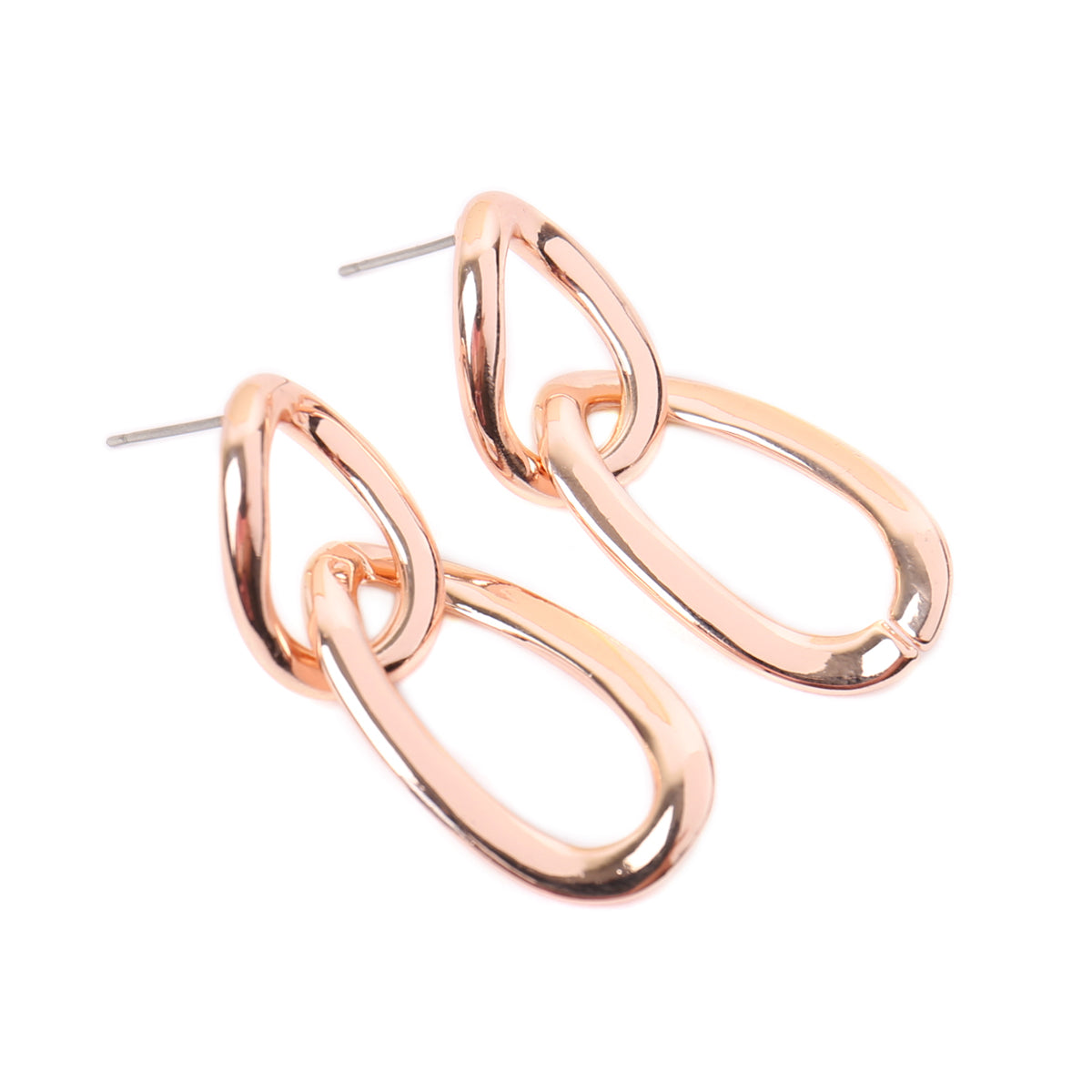 Oval Twist Wired Post Linked Earrings by DOBBI in various colors, showcasing their elegant design and 1.5-inch drop length.