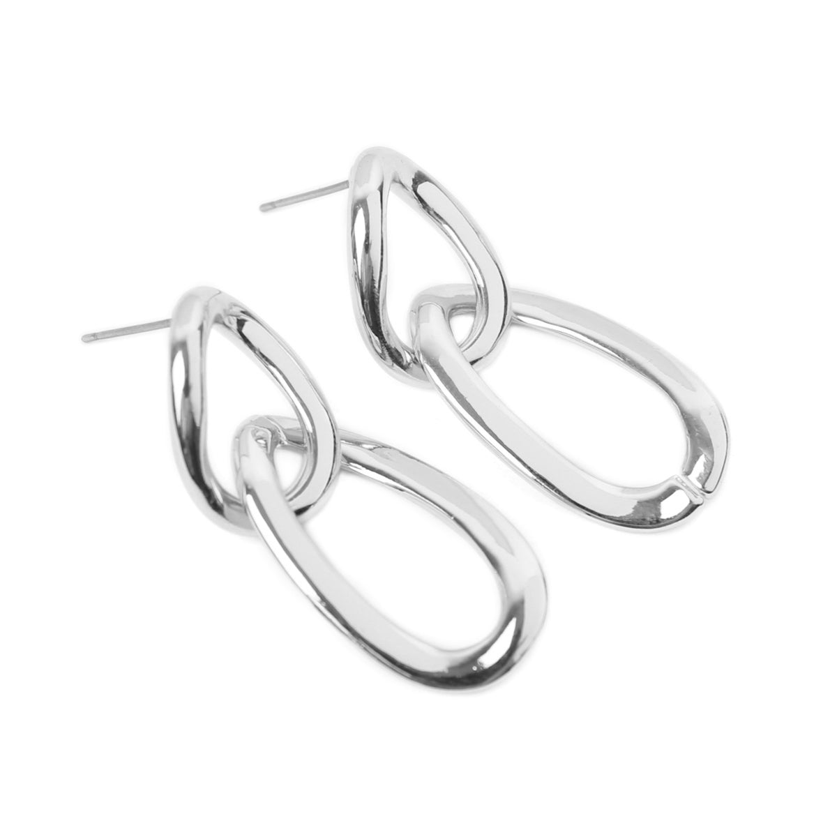 Oval Twist Wired Post Linked Earrings by DOBBI in various colors, showcasing their elegant design and 1.5-inch drop length.