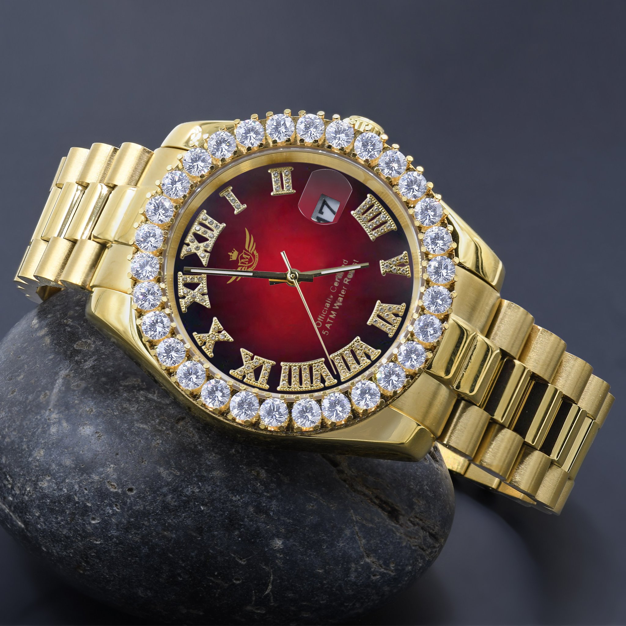 OVERLORD Steel CZ Watch featuring cubic zirconia embellishments and stainless steel construction, showcasing elegance and durability.