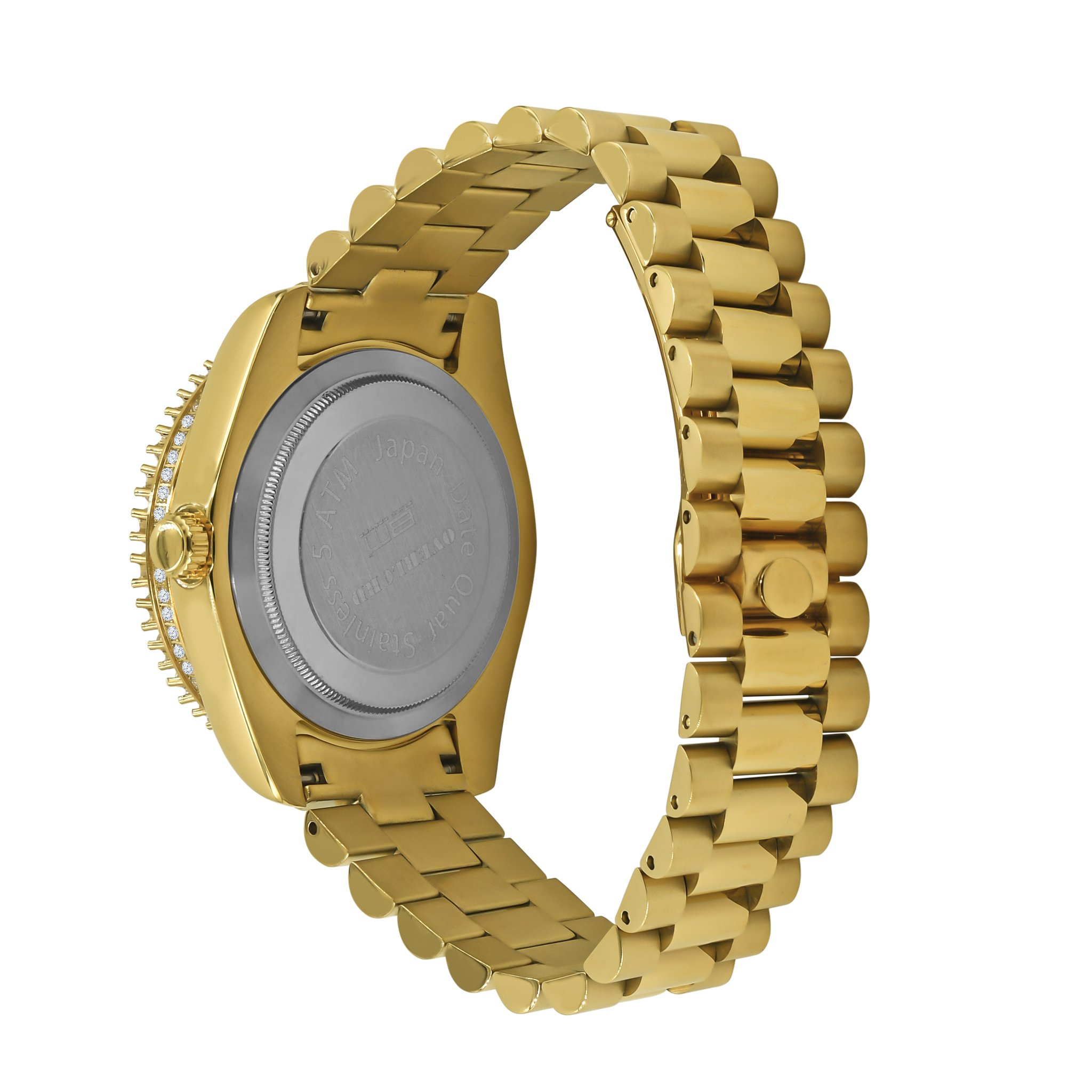 OVERLORD Steel CZ Watch featuring cubic zirconia embellishments and stainless steel construction, showcasing elegance and durability.