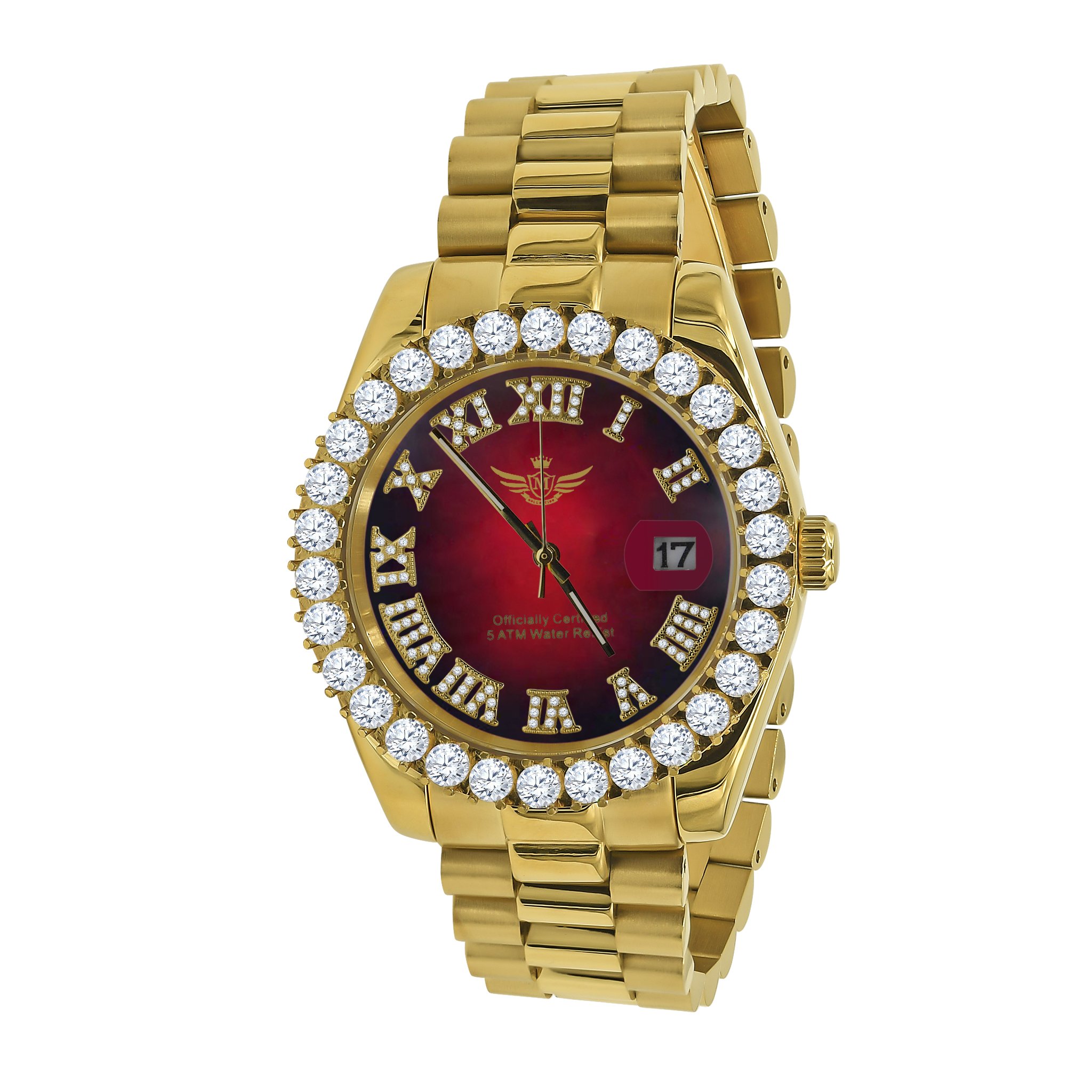 OVERLORD Steel CZ Watch featuring cubic zirconia embellishments and stainless steel construction, showcasing elegance and durability.