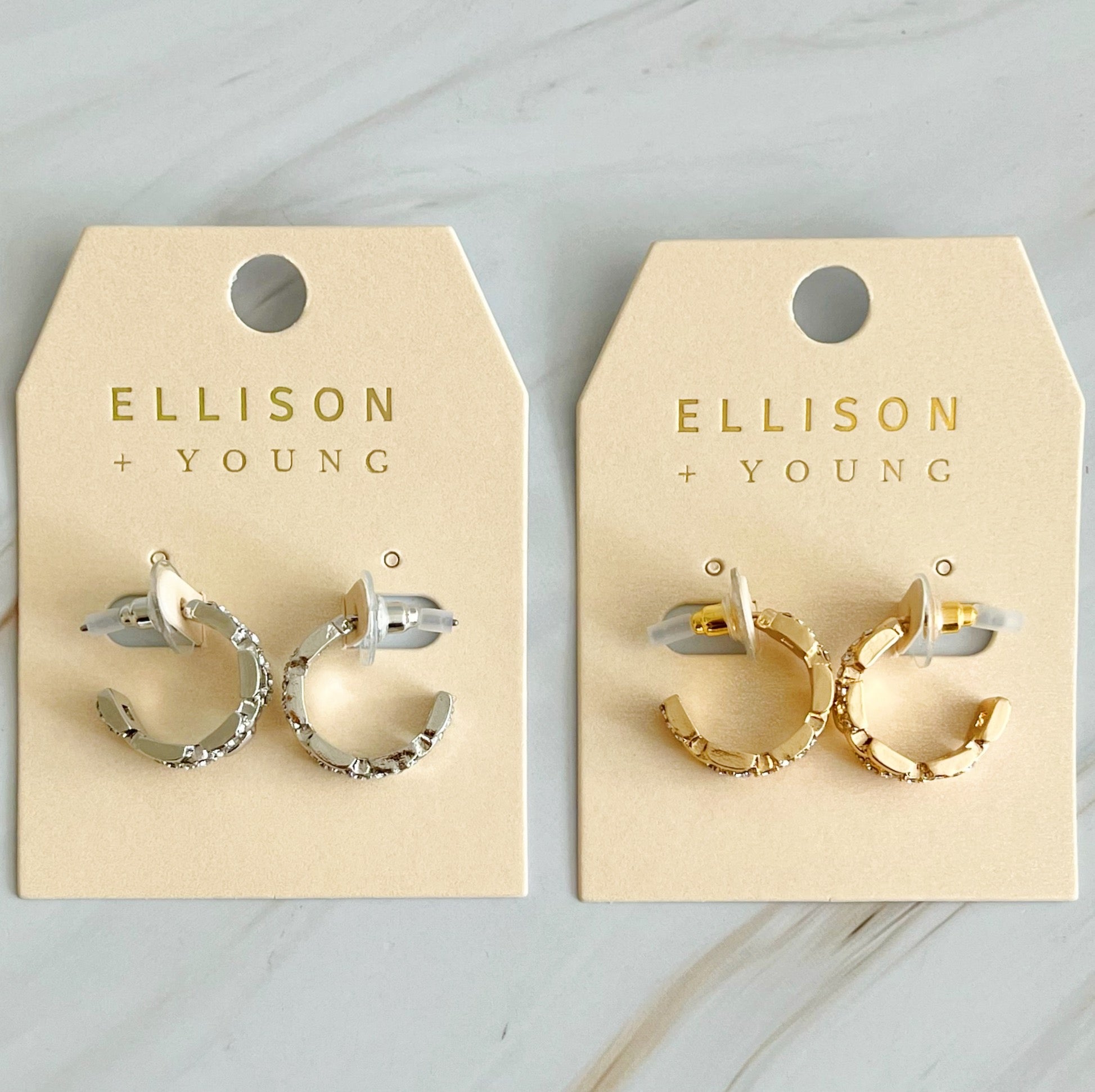 Elegant Pave Huggie Hoop Earrings with sparkling pave detailing, designed for comfort and style.