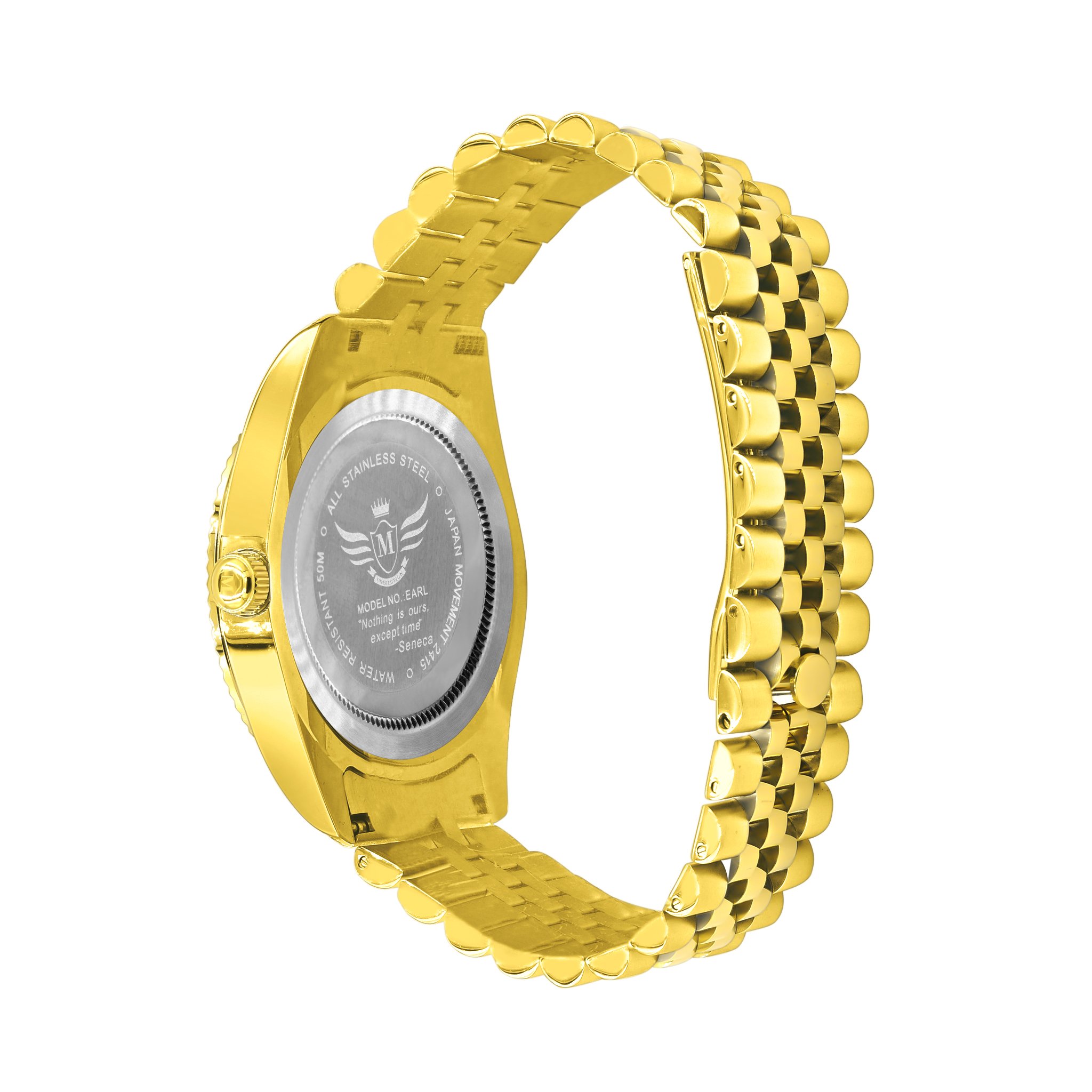 PEART Steel Timepiece featuring a stainless steel strap and a dazzling cubic zircon stone dial with Roman indices.