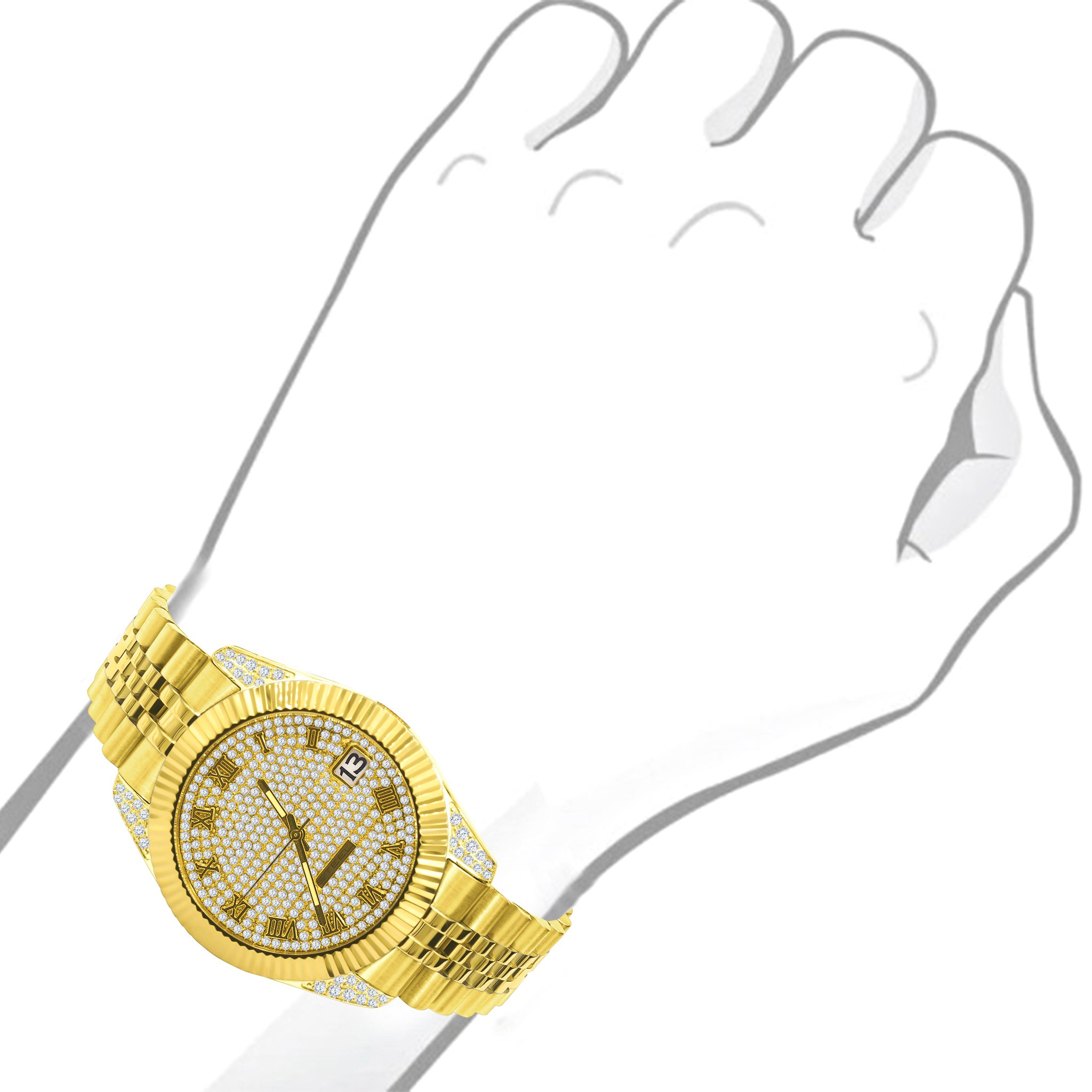 PEART Steel Timepiece featuring a stainless steel strap and a dazzling cubic zircon stone dial with Roman indices.