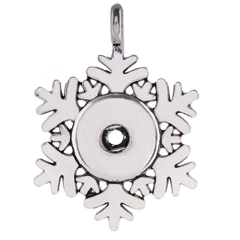 Snowflake pendant necklace with snap feature, showcasing a beautiful snowflake design and a 24-inch twist chain.