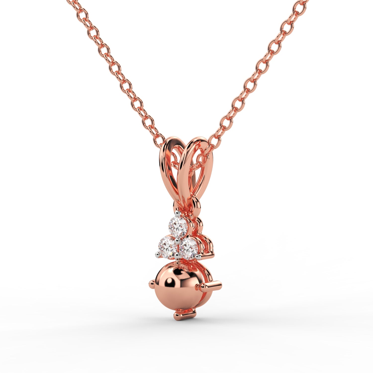 Elegant women's pendant featuring three diamonds set in gold, showcasing a beautiful design.