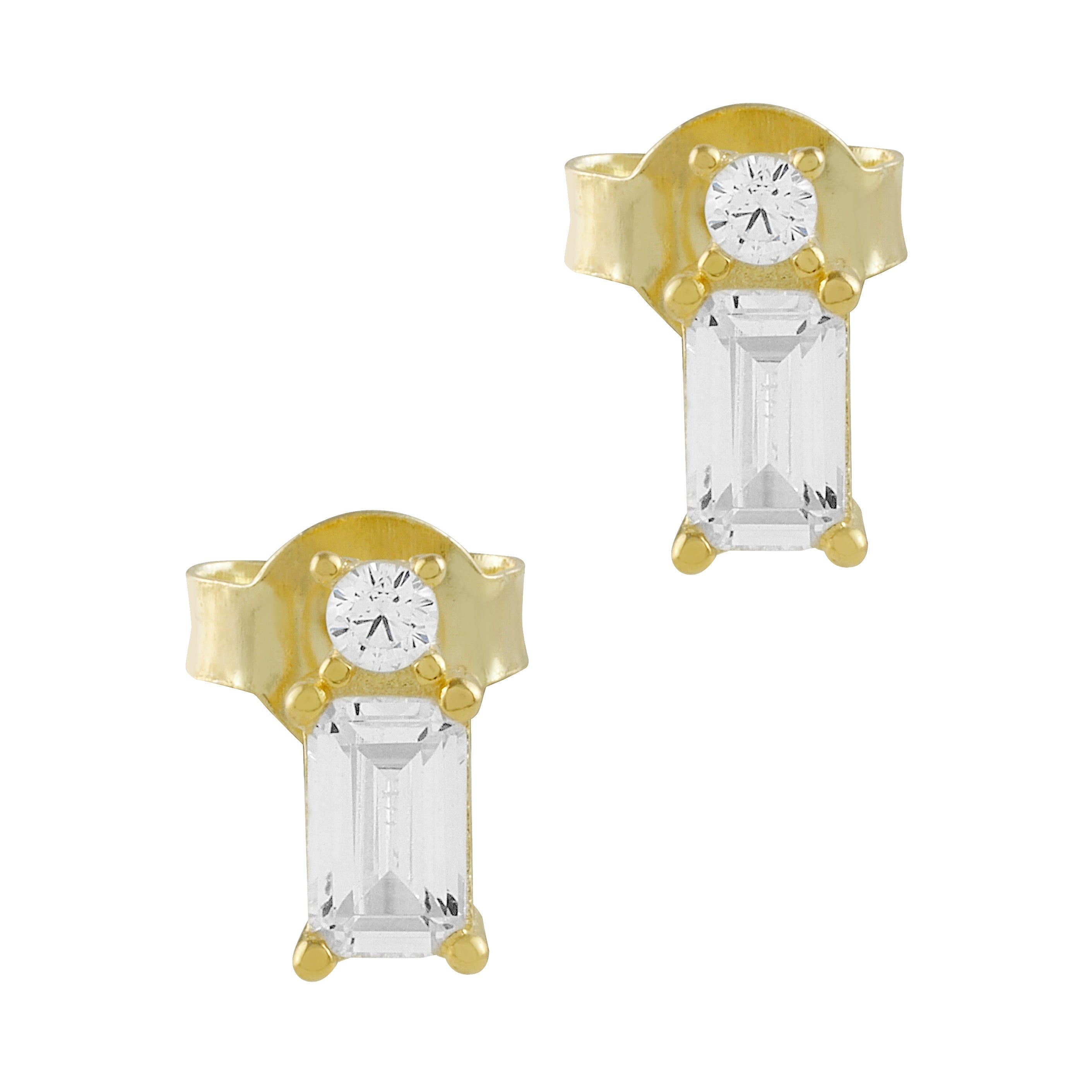 Pendientes elegantes de cristal en plata bañada en oro con circonitas brillantes, perfectos para ocasiones especiales.