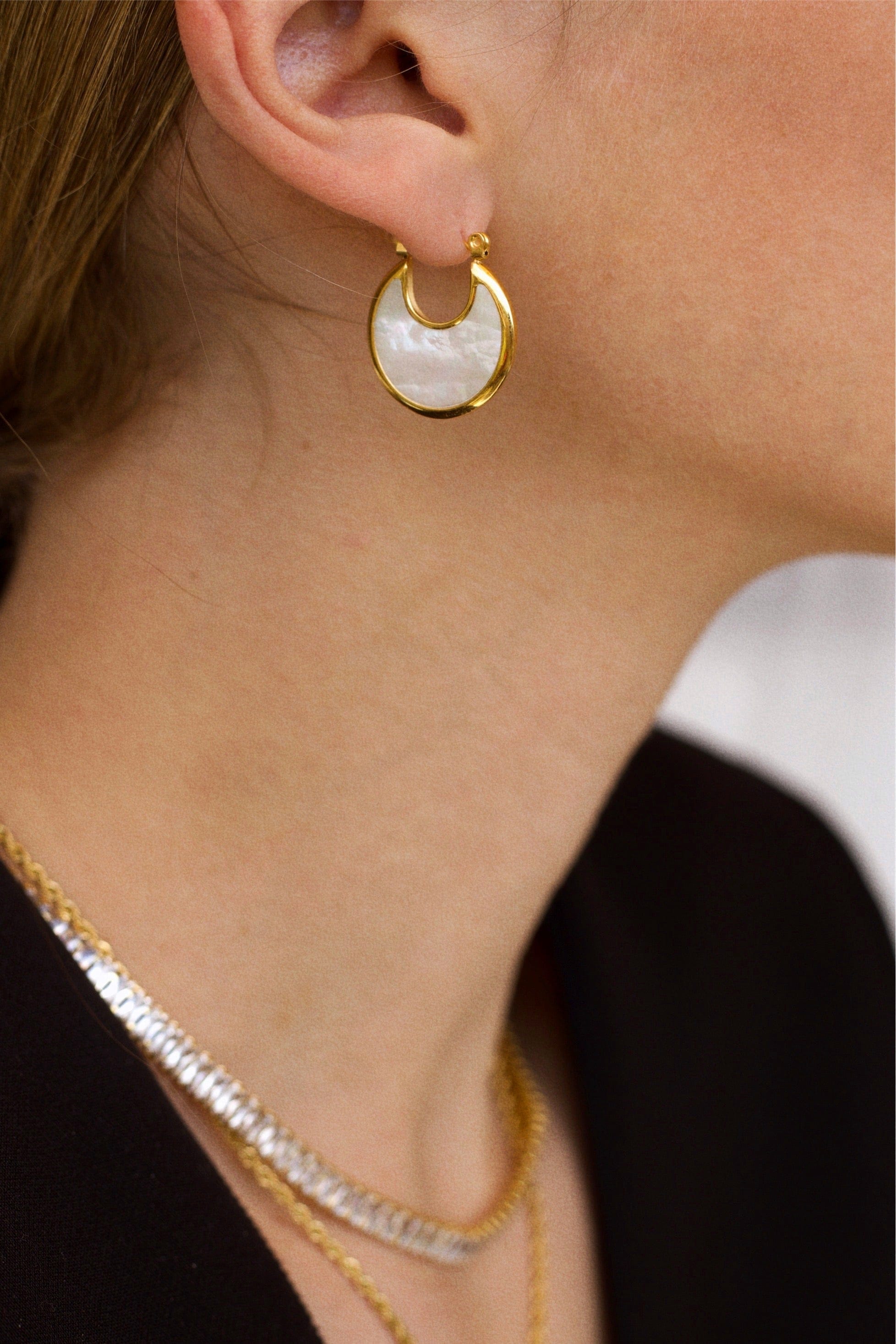 Penelope Crystal Choker Necklace featuring multi-coloured CZ crystals and 18K gold plating on a stainless steel chain.