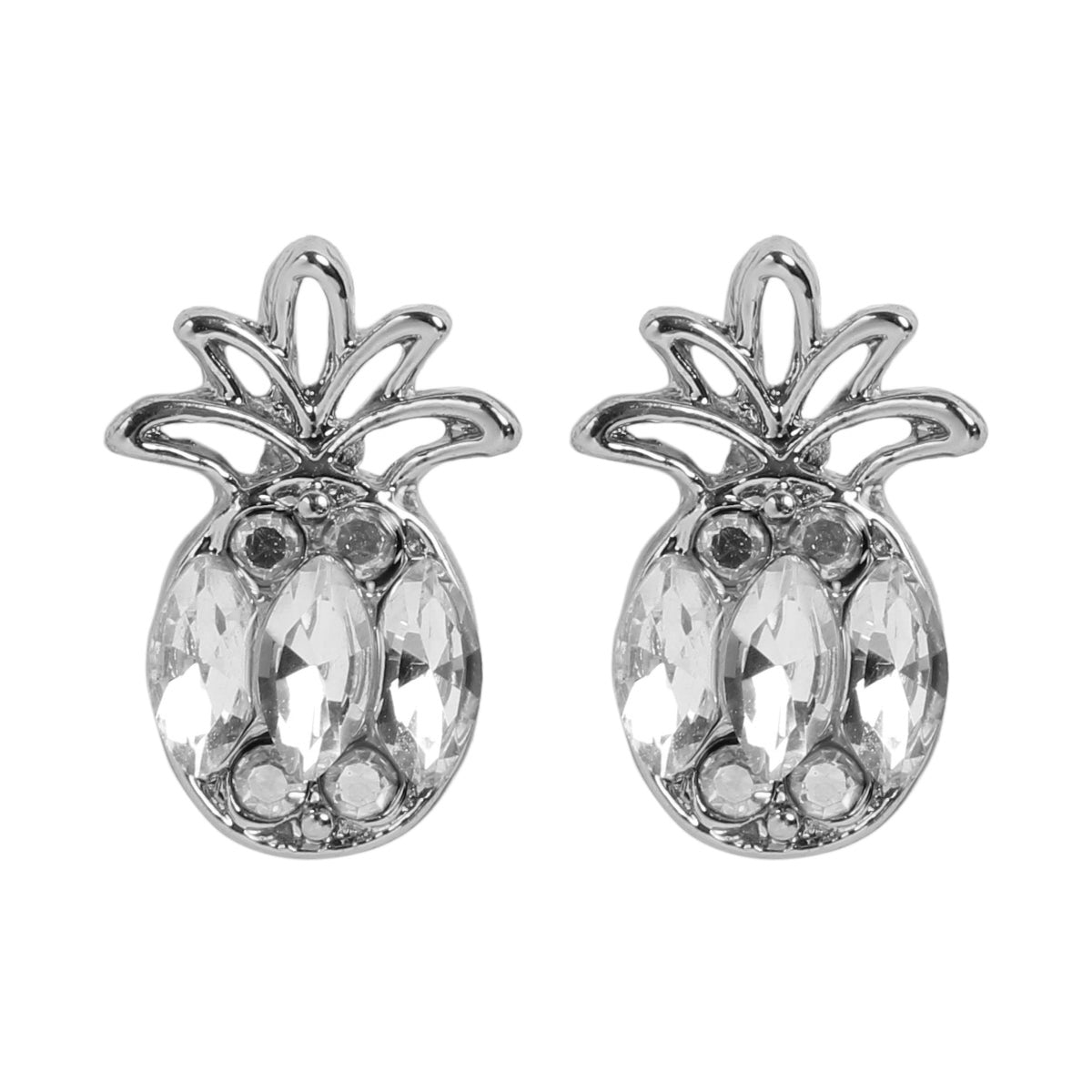 Colorful Pineapple Rhinestone Post Stud Earrings by DOBBI, featuring sparkling rhinestones and a fun pineapple design.