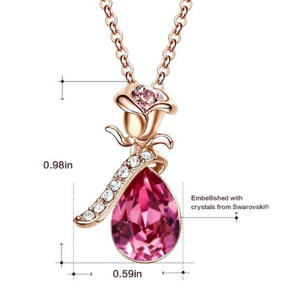 Elegant Pink Elements Teardrop Necklace in 14K Rose Gold featuring a pear-shaped pendant and link chain design.