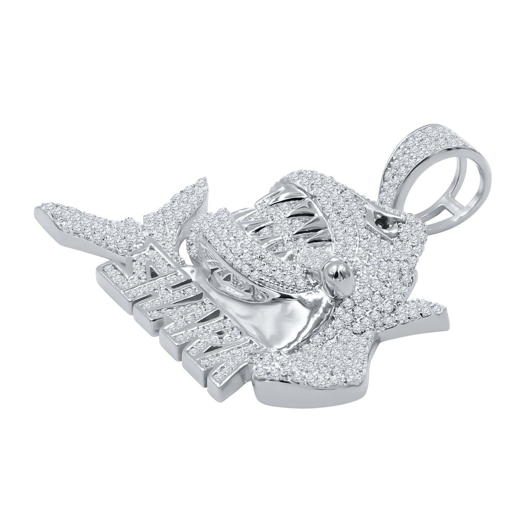 PISTRIS Sterling Silver Pendant featuring a shark design with cubic zircon stones, showcasing elegance and craftsmanship.