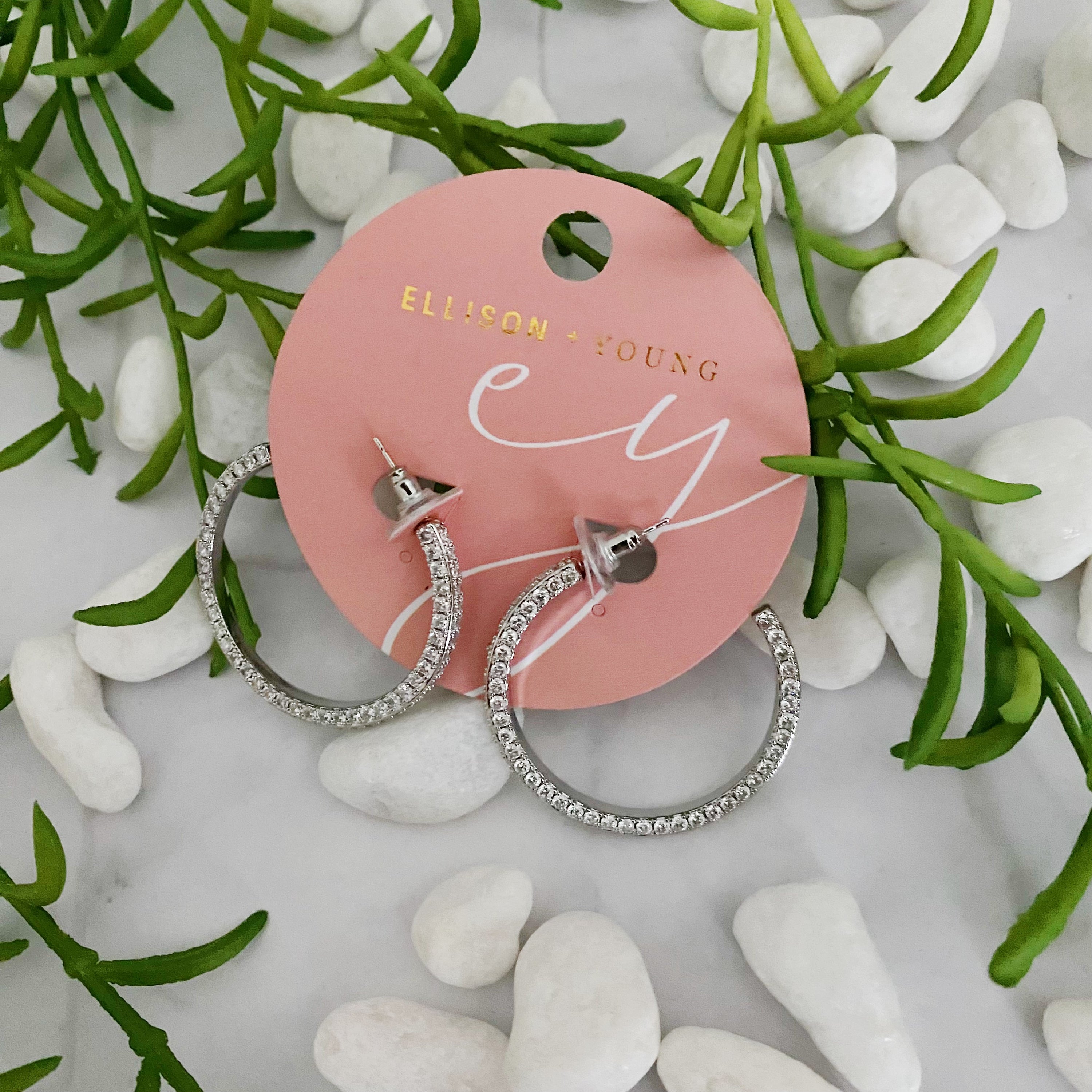 Elegant Plain Or Shine Reversible Hoop Earrings featuring sparkling cubic zirconia stones and a sleek design.