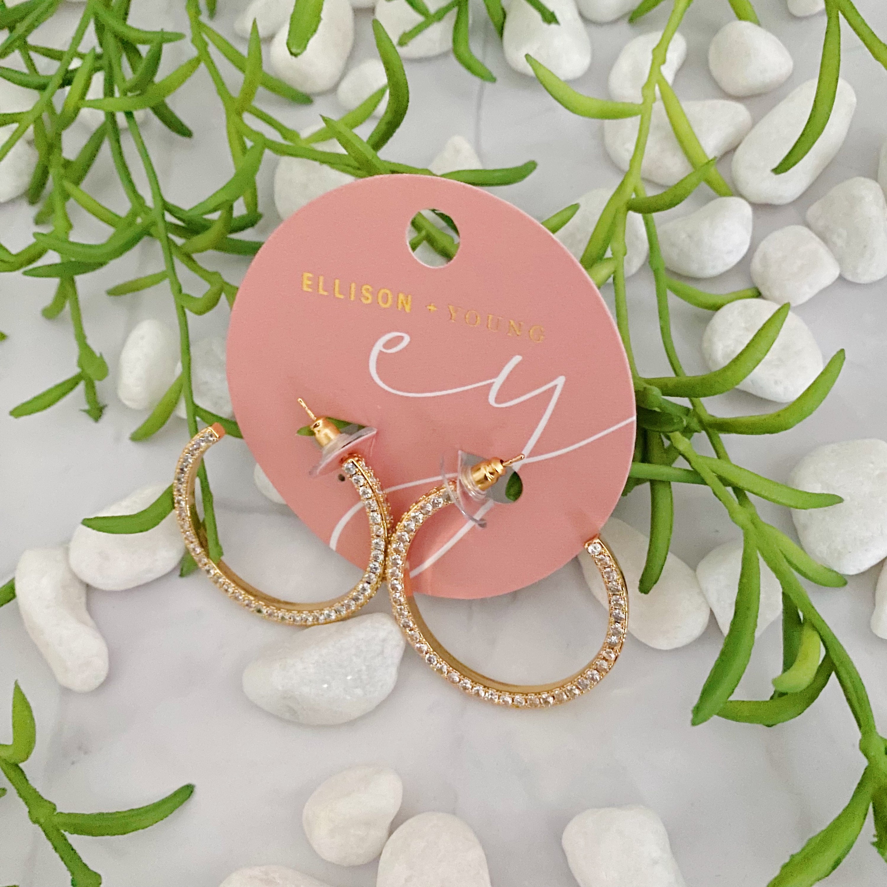 Elegant Plain Or Shine Reversible Hoop Earrings featuring sparkling cubic zirconia stones and a sleek design.