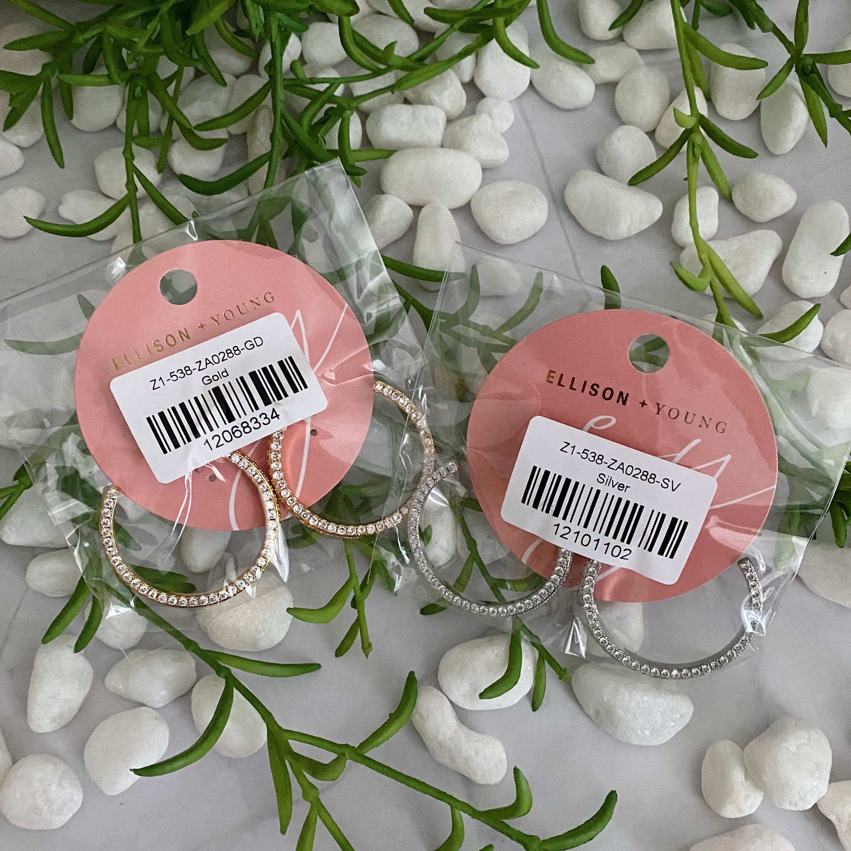 Elegant Plain Or Shine Reversible Hoop Earrings featuring sparkling cubic zirconia stones and a sleek design.