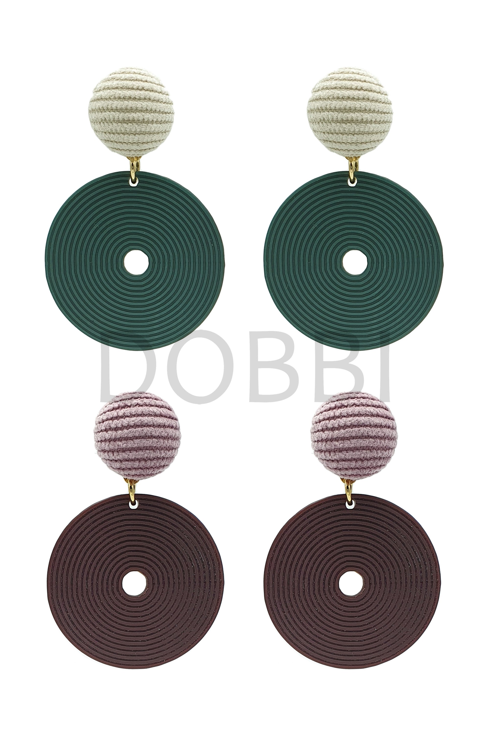 Elegant point round drop earrings made from nickel-free materials, featuring a modern design in celluloid and acrylic.