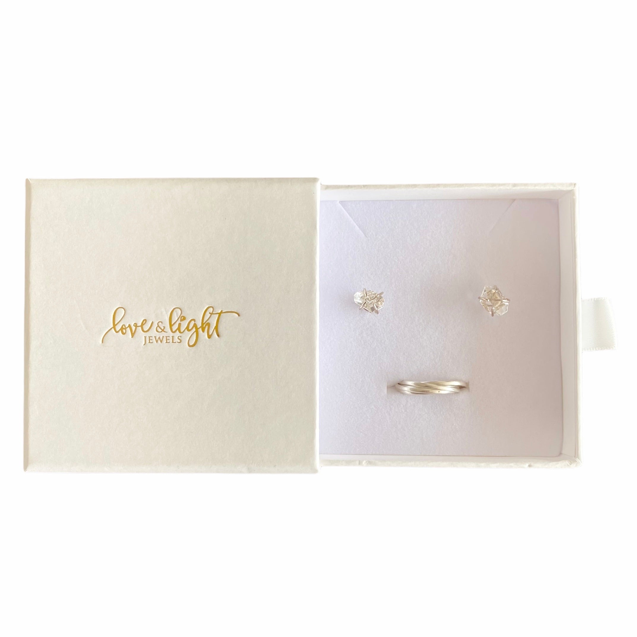 Premium Drawer Style Gift Box designed for jewelry, featuring a sleek and elegant design with a branded exterior.