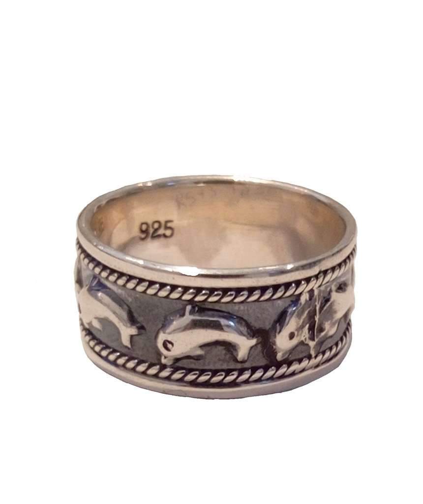 Premium Sterling Silver Dolphin Ring featuring a handmade dolphin design, perfect for stacking or wearing alone.