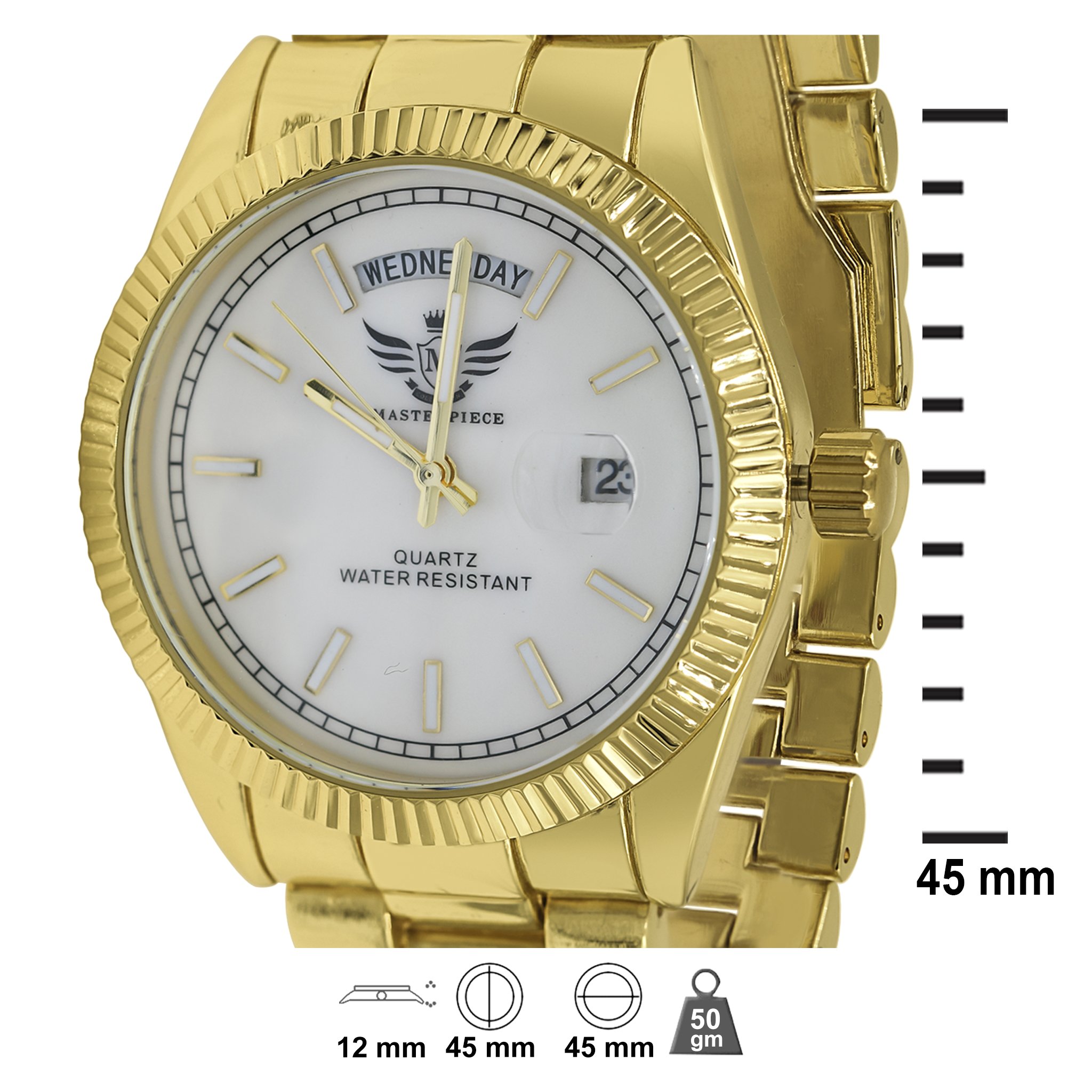 PRESIDENTIAL Classic Metal watch showcasing its elegant design, day and date movement, and adjustable bracelet links.