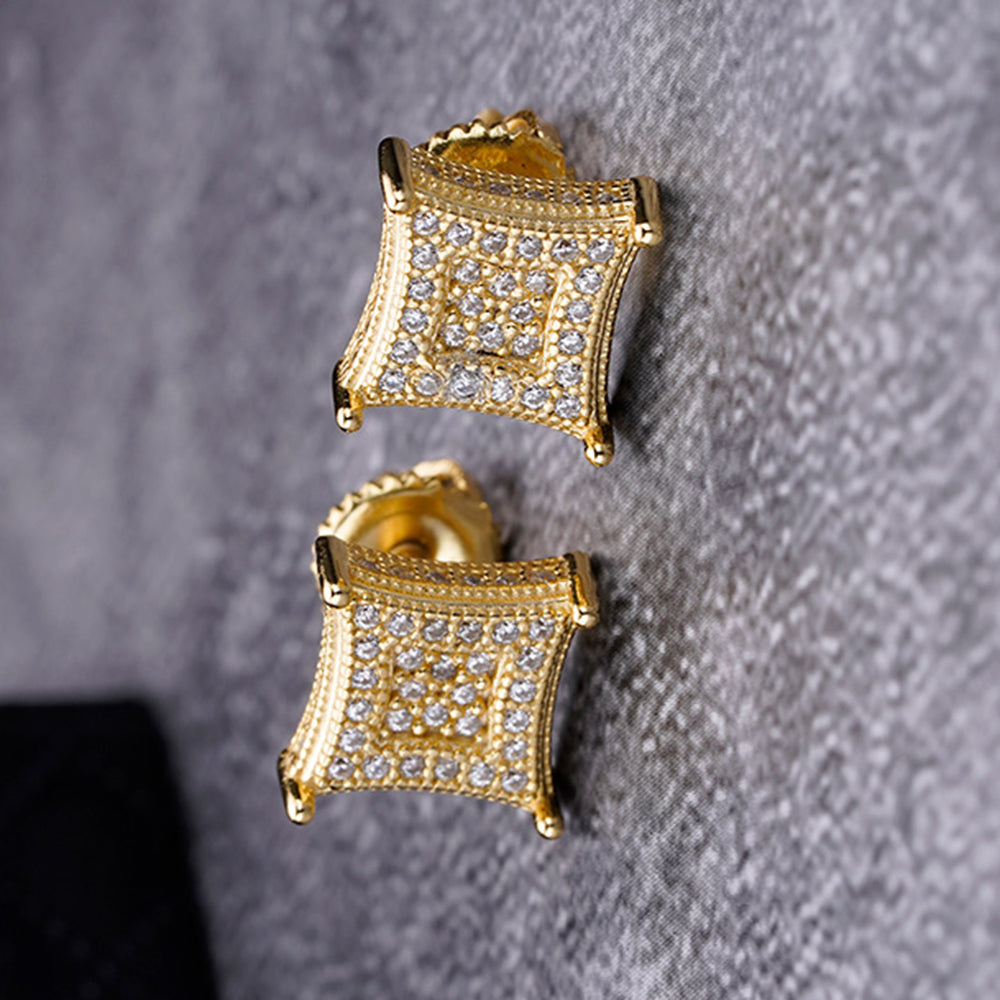 A pair of elegant PROMPTUS sterling silver earrings featuring sparkling cubic zircon stones, designed with a secure screw back.