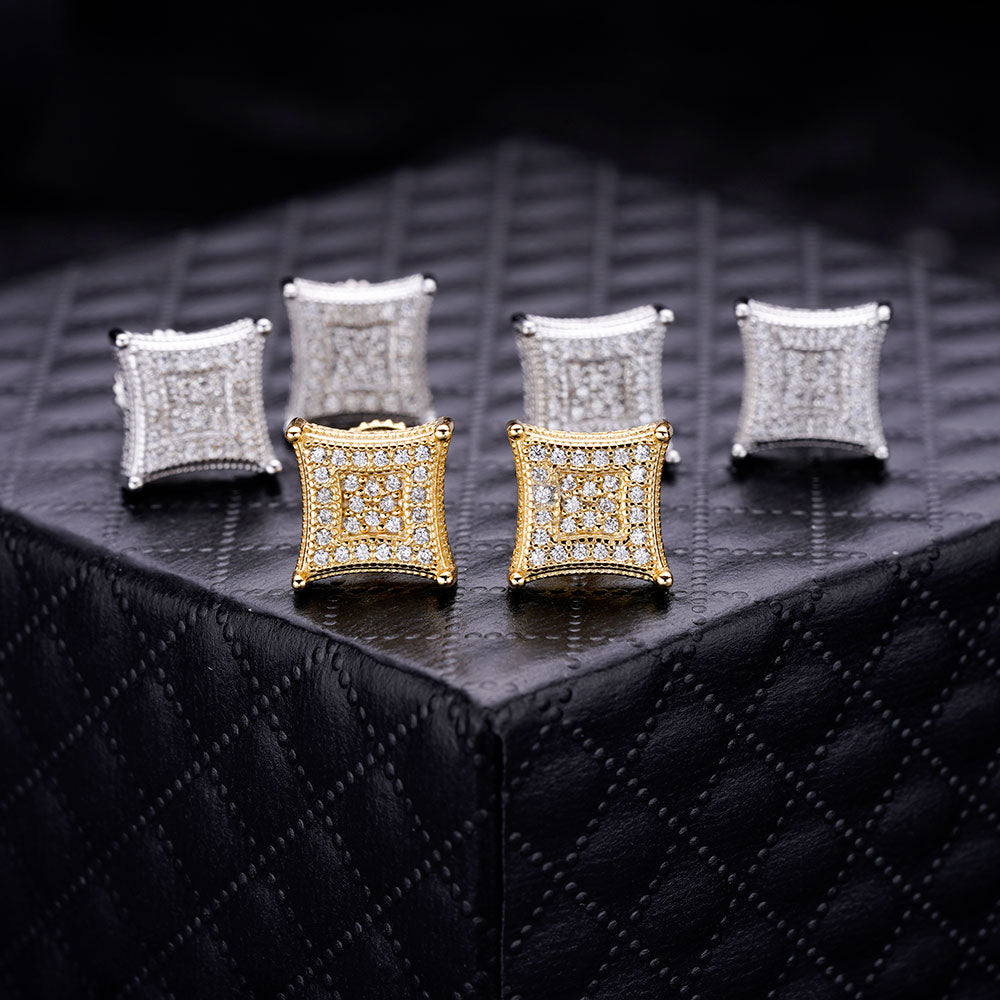 A pair of elegant PROMPTUS sterling silver earrings featuring sparkling cubic zircon stones, designed with a secure screw back.