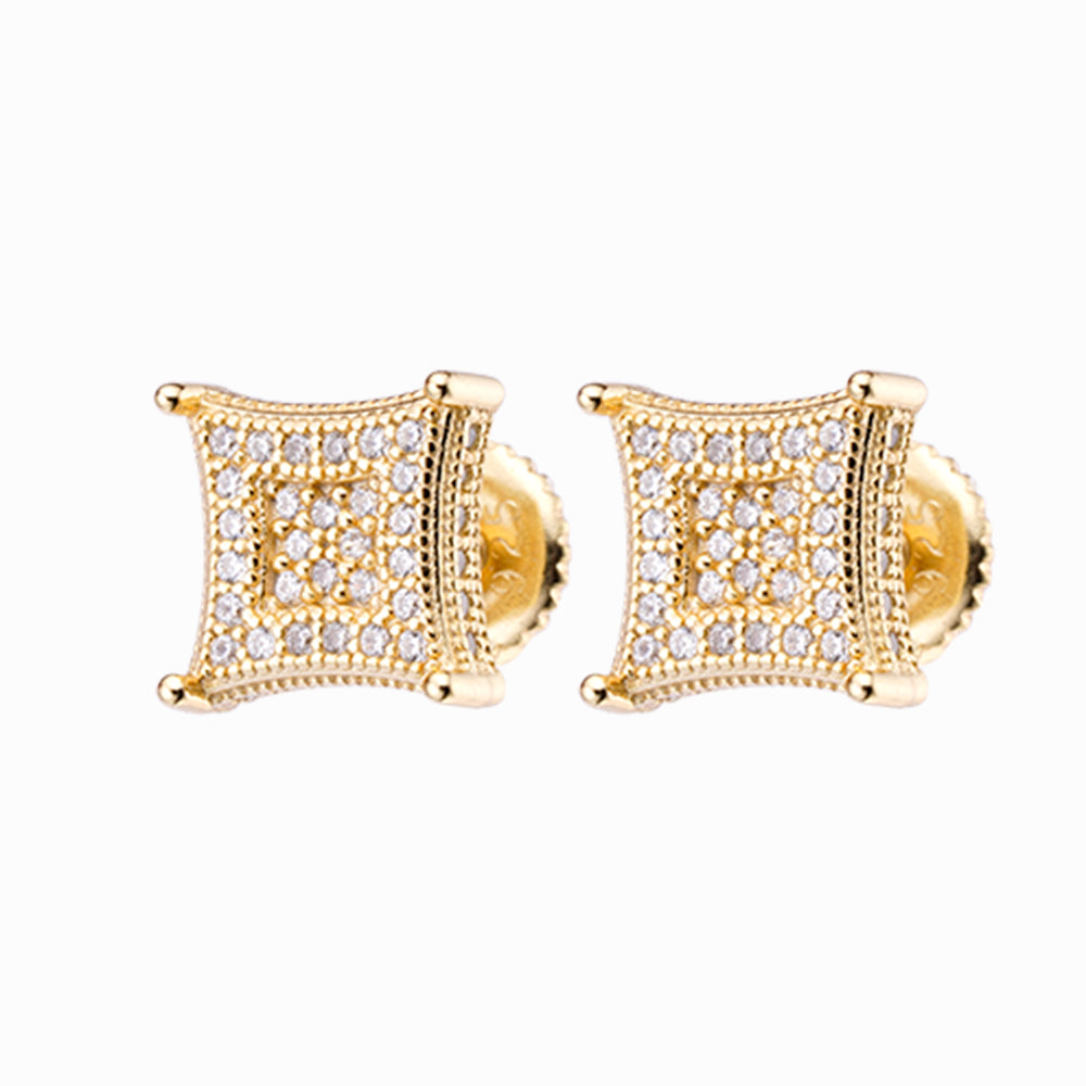 A pair of elegant PROMPTUS sterling silver earrings featuring sparkling cubic zircon stones, designed with a secure screw back.