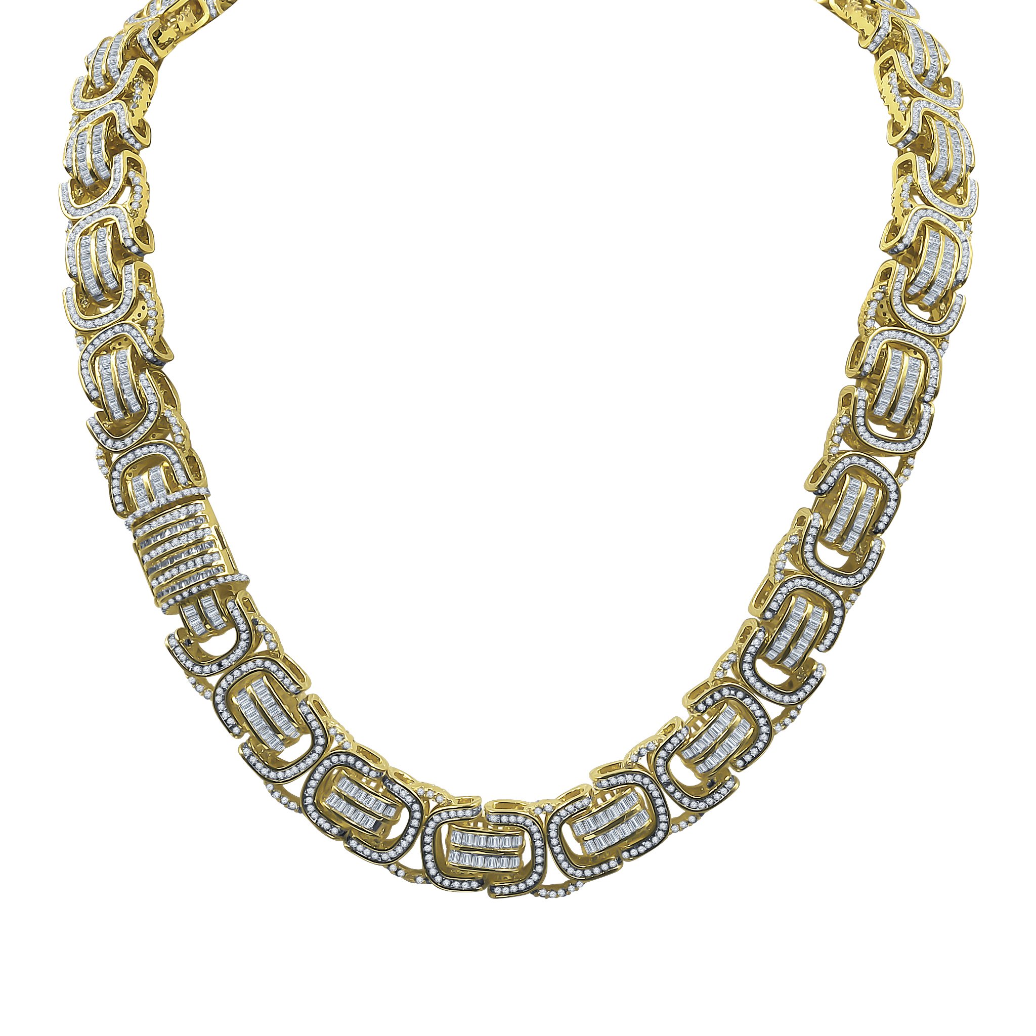 PROSAIC Brass Chain featuring twisted geometrical links and cubic zirconia stones, elegantly designed for a luxurious look.