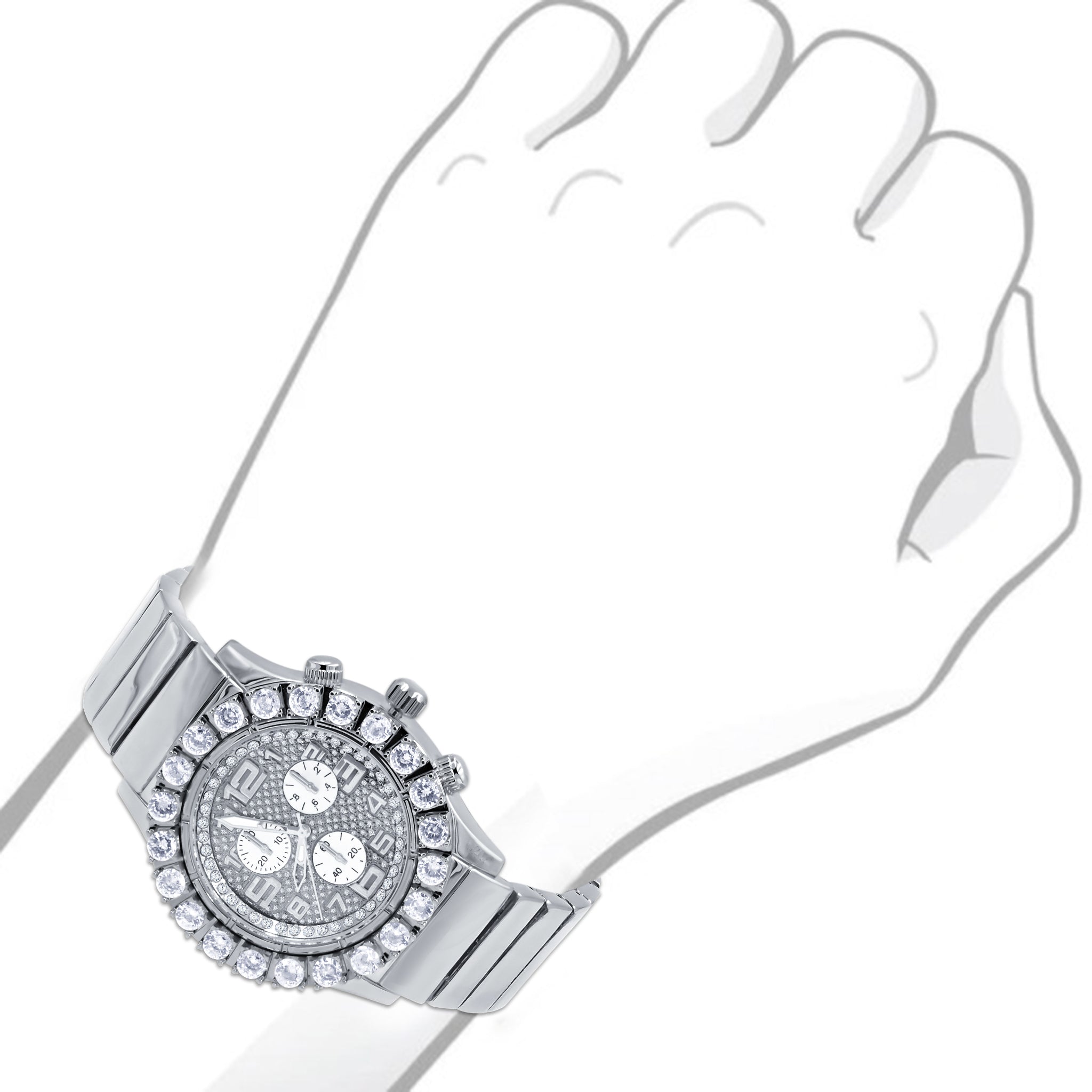 Punctilious Hip Hop Ticker I 563031 featuring a stainless steel band, CZ stone accents, and an ornate dial with bold hour markings.