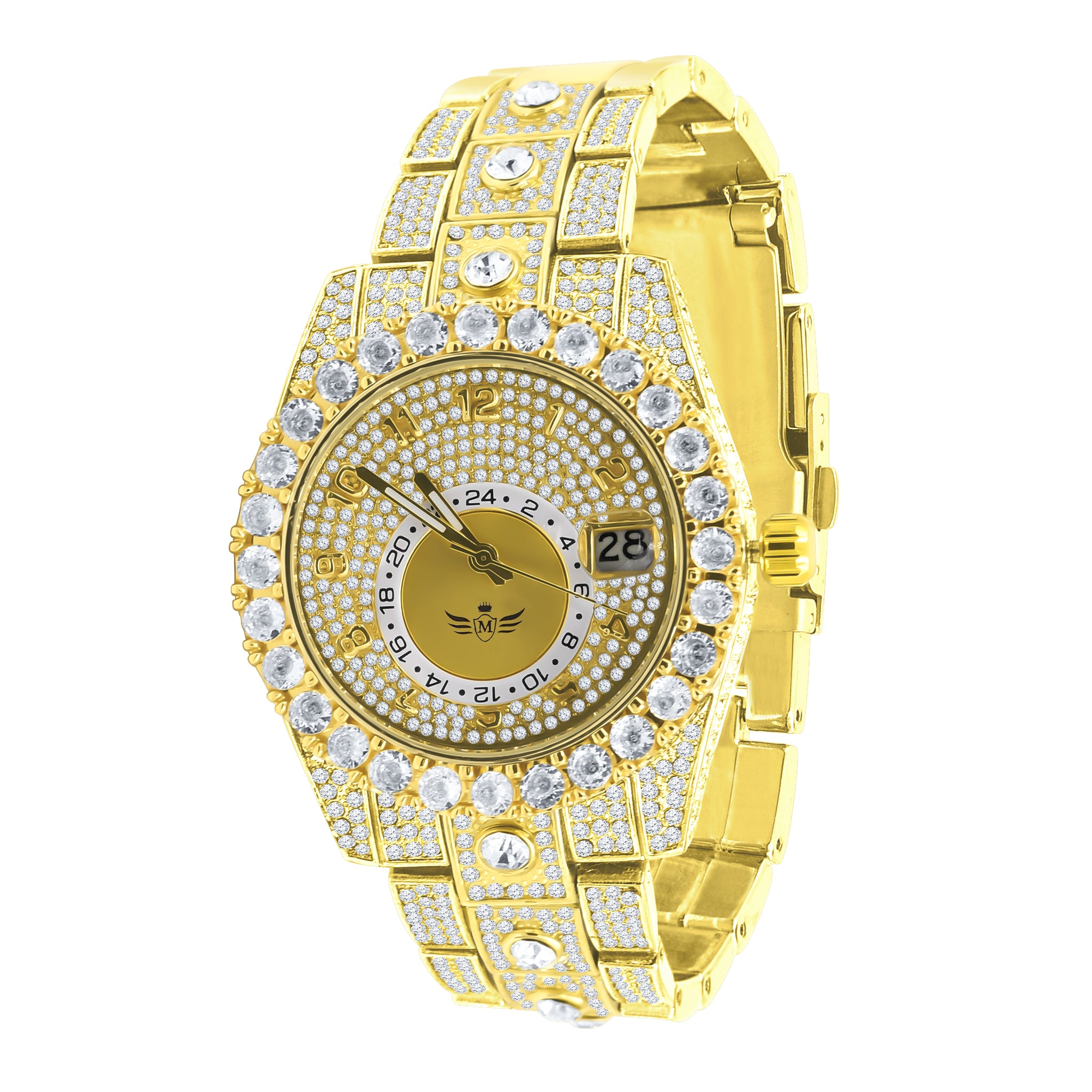 PURIST HIP HOP WATCH I 563002 featuring a luxurious design with cubic zirconia stones and a bling metal wristband.