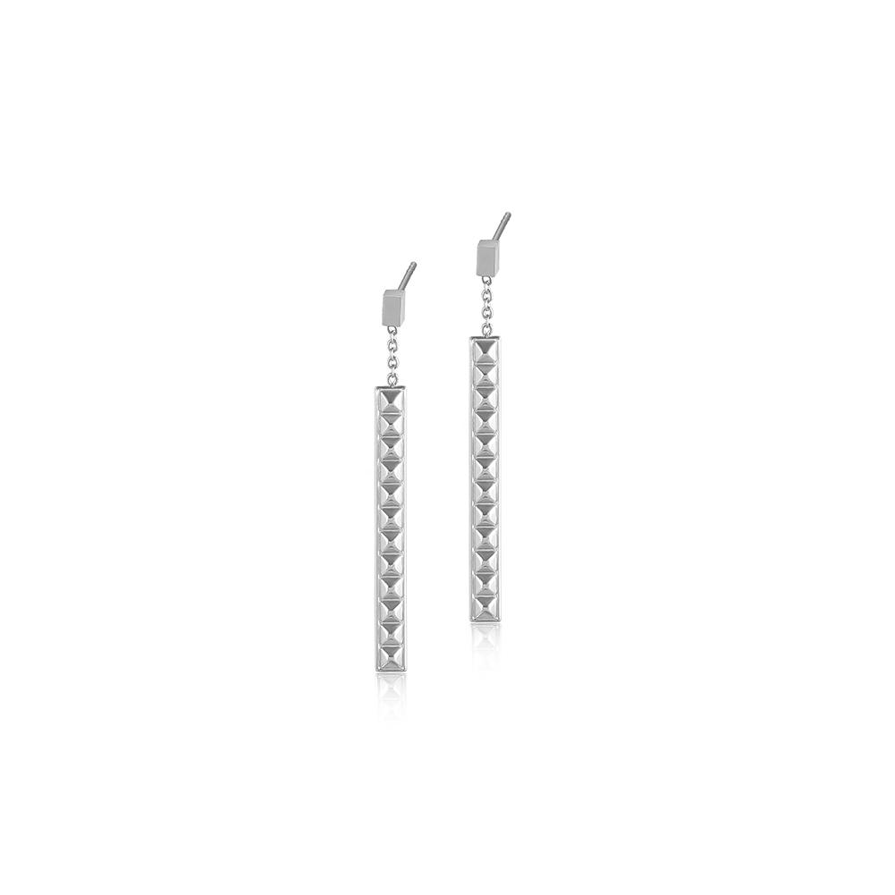 Elegant Pyramid Bar Earrings made of surgical stainless steel with gold plating.