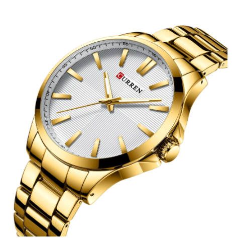 QUAINT Metal Timepiece with round dial and stainless steel strap, showcasing elegance and sophistication.