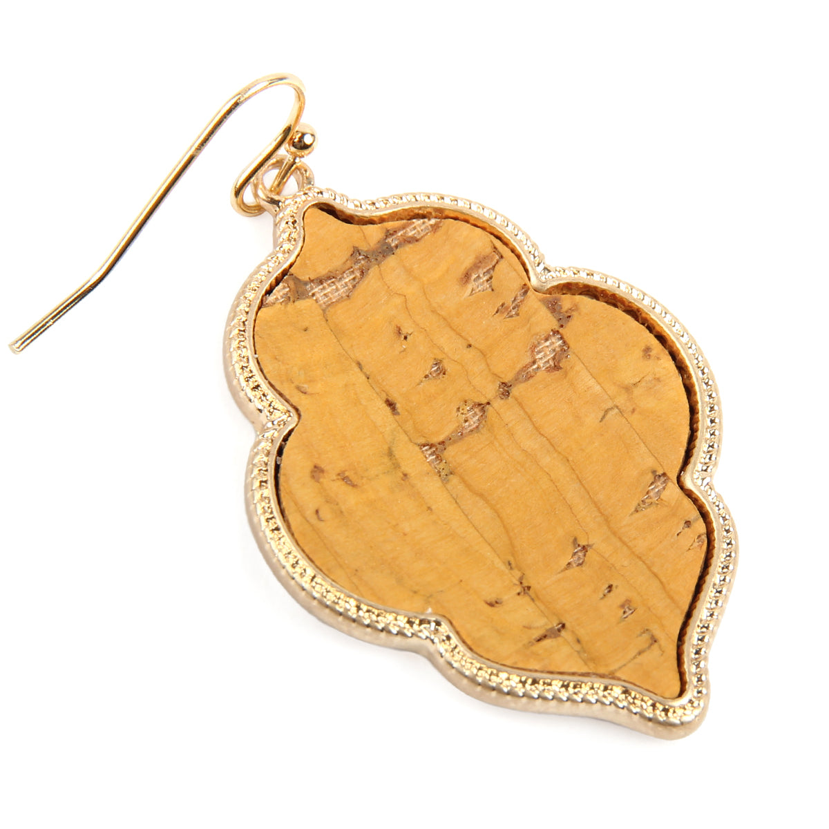 Quatrefoil Cork Hook Drop Dangle Earrings by DOBBI, featuring a unique quatrefoil design in a variety of colors, made from lightweight cork and base metal.