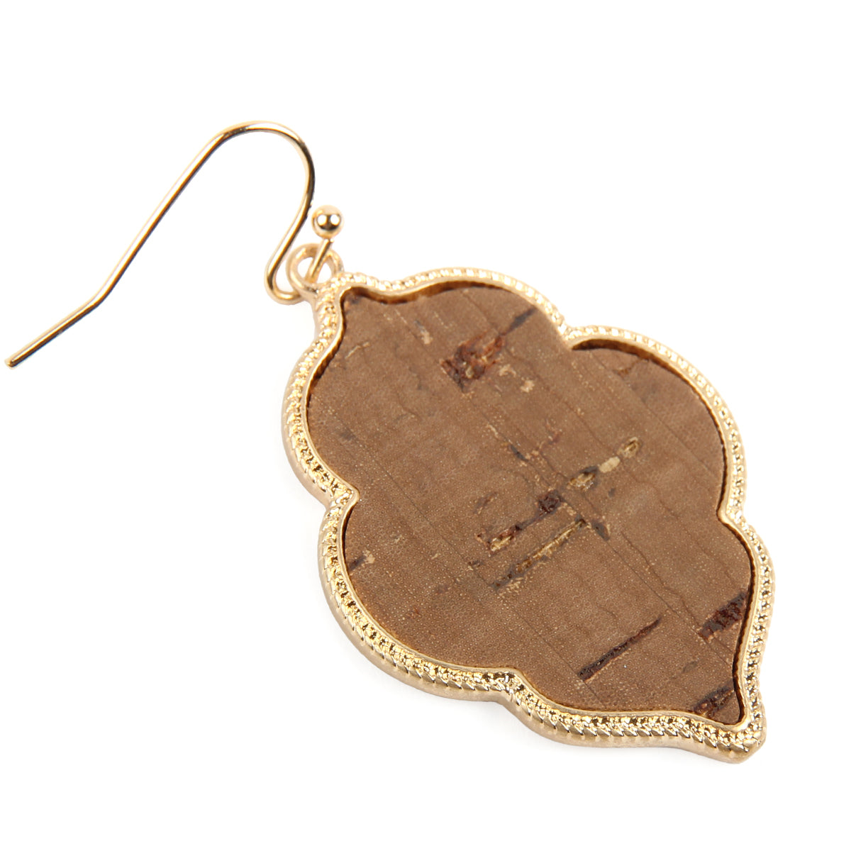 Quatrefoil Cork Hook Drop Dangle Earrings by DOBBI, featuring a unique quatrefoil design in a variety of colors, made from lightweight cork and base metal.