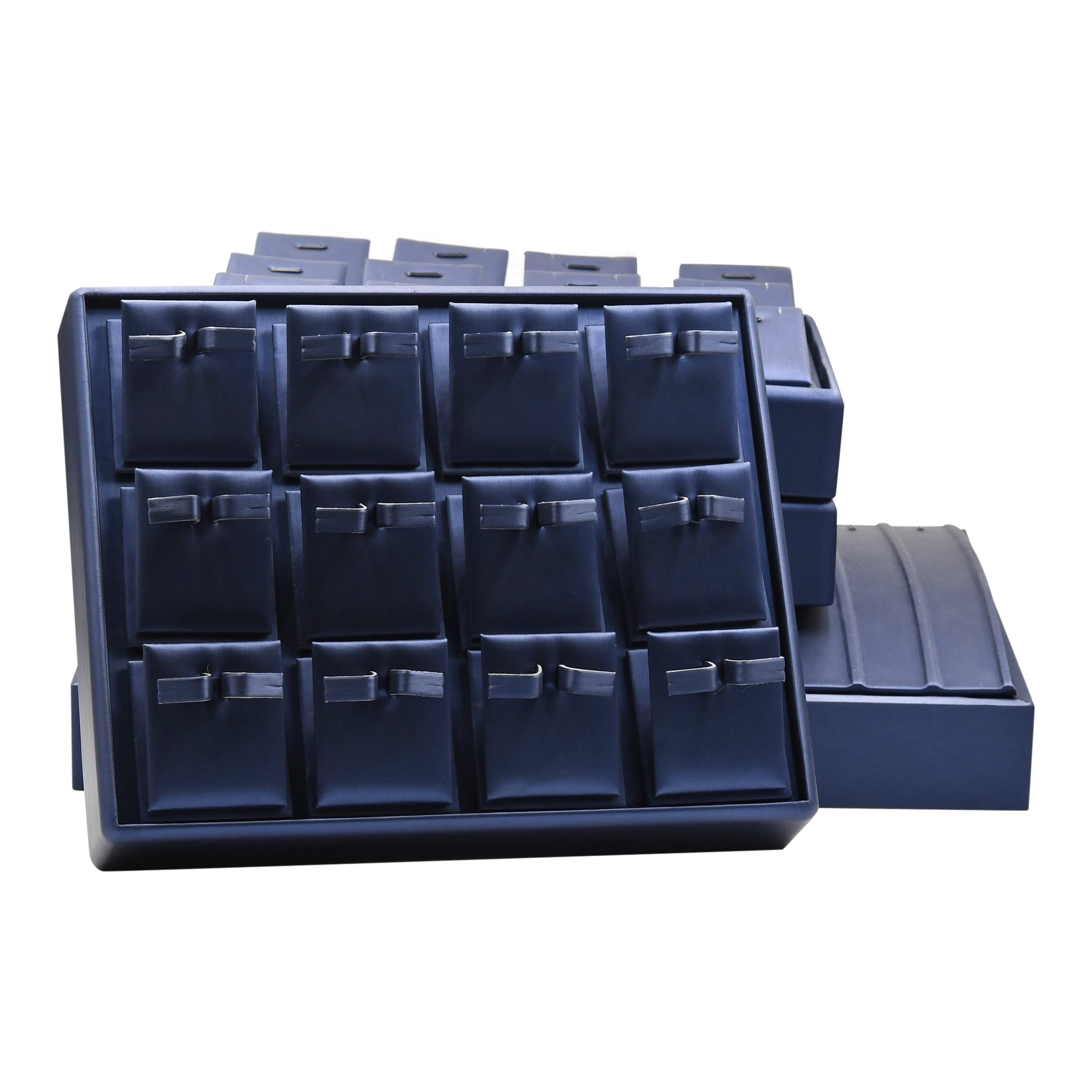 QUEENLY TRAY with white pads, elegantly designed to hold 12 earrings securely, made from soft material for protection.