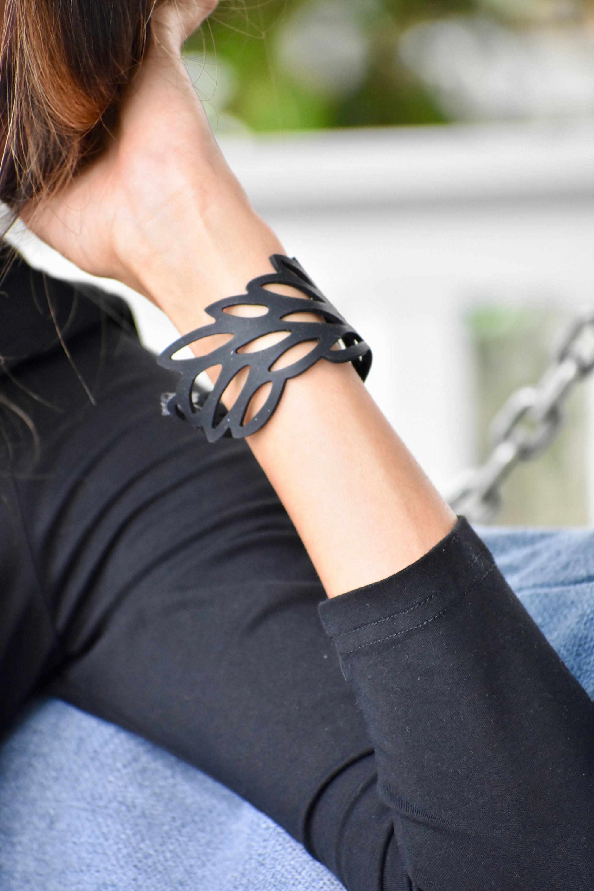 A stylish Radiant Bracelet displayed elegantly, showcasing its lightweight and flexible design, perfect for any occasion.